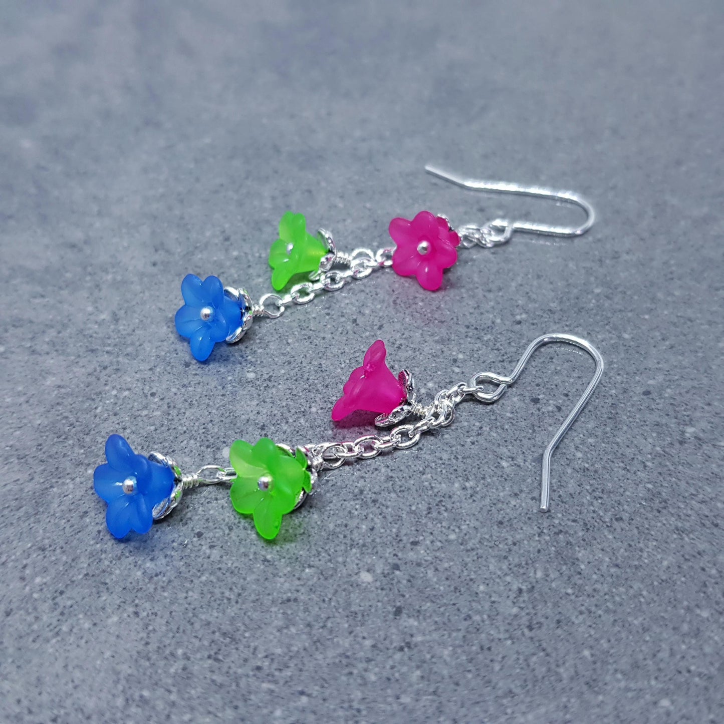 Polysexual Flower Earrings, Hypoallergenic Ear Wires, Rainbow Jewelry, Flower Earrings