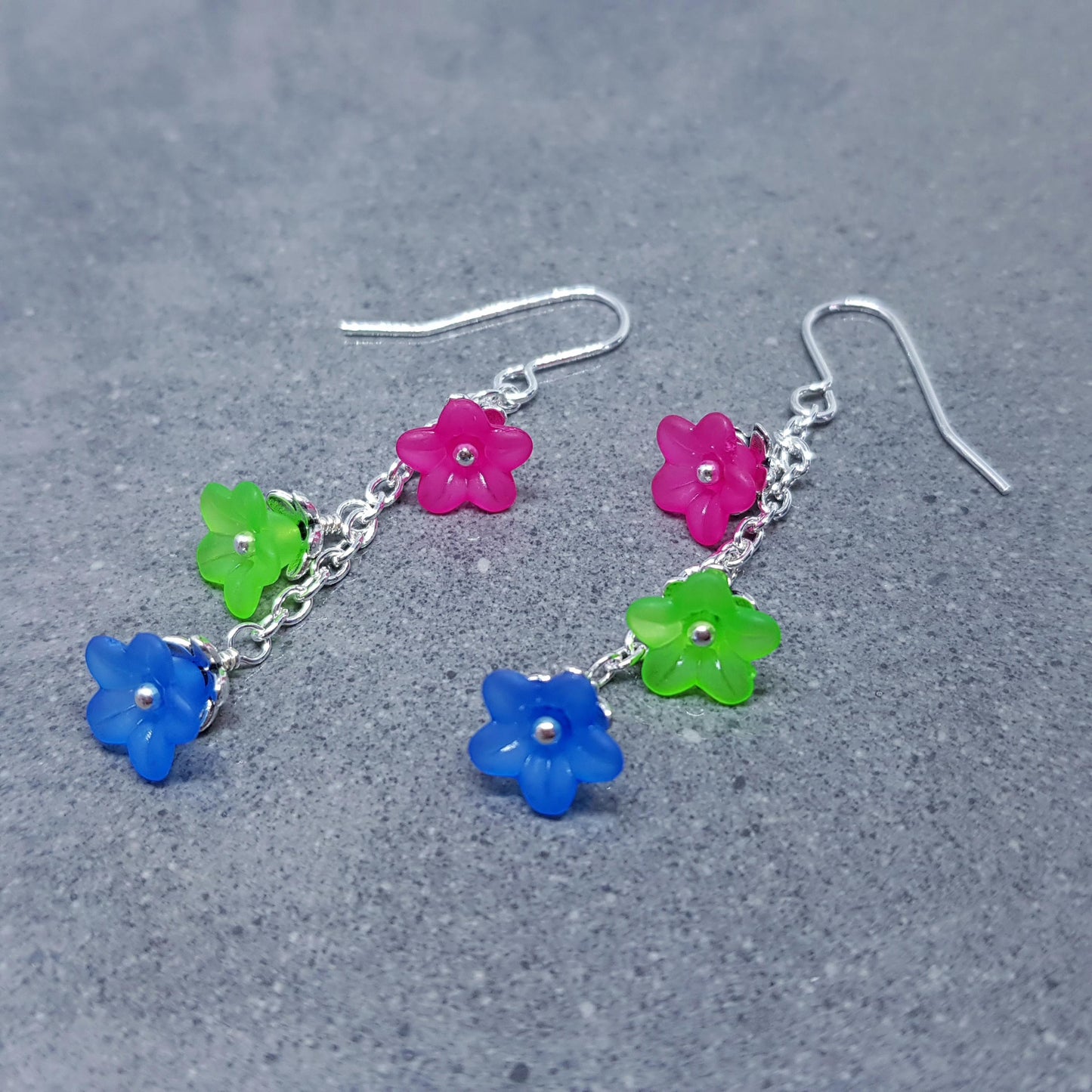 Polysexual Flower Earrings, Hypoallergenic Ear Wires, Rainbow Jewelry, Flower Earrings