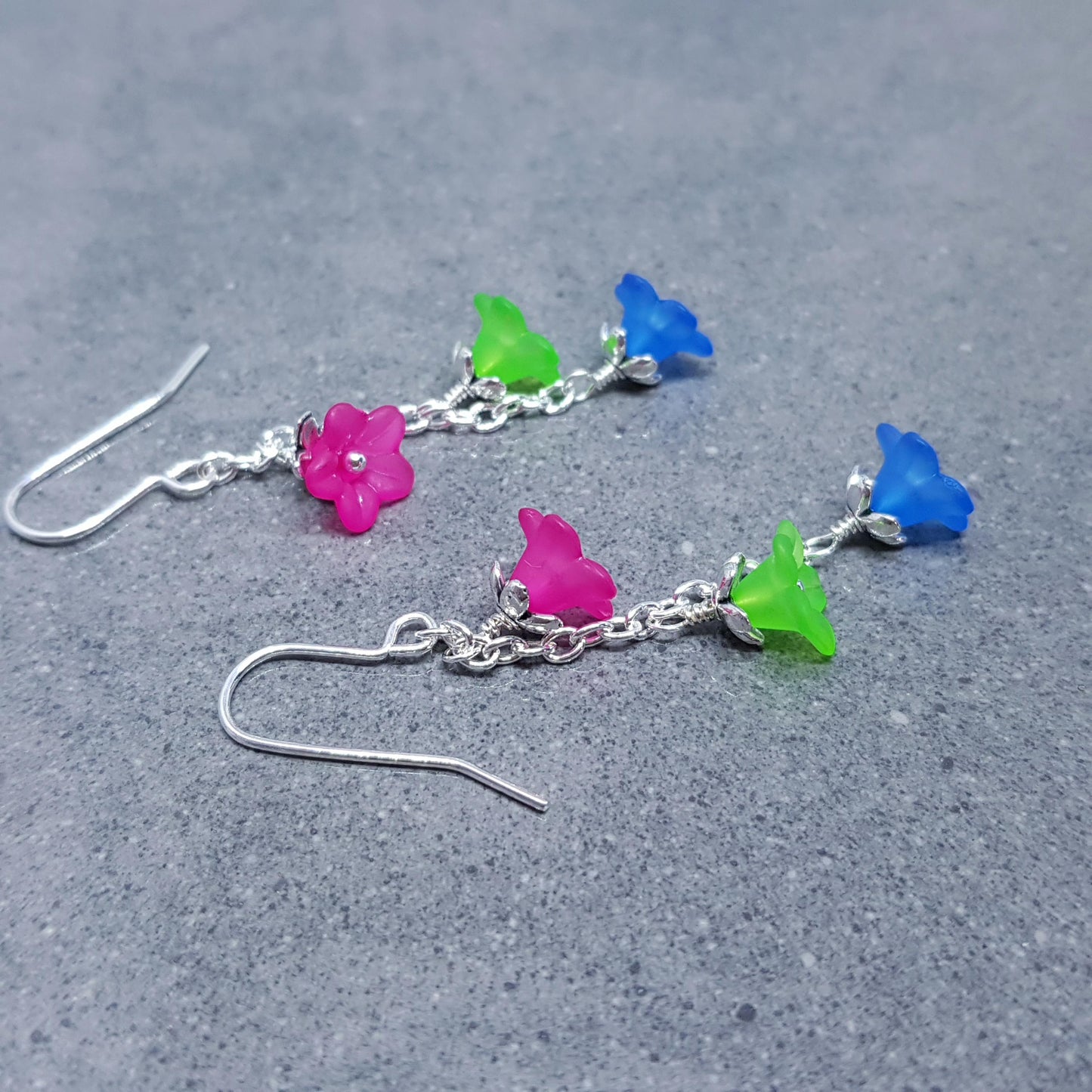 Polysexual Flower Earrings, Hypoallergenic Ear Wires, Rainbow Jewelry, Flower Earrings