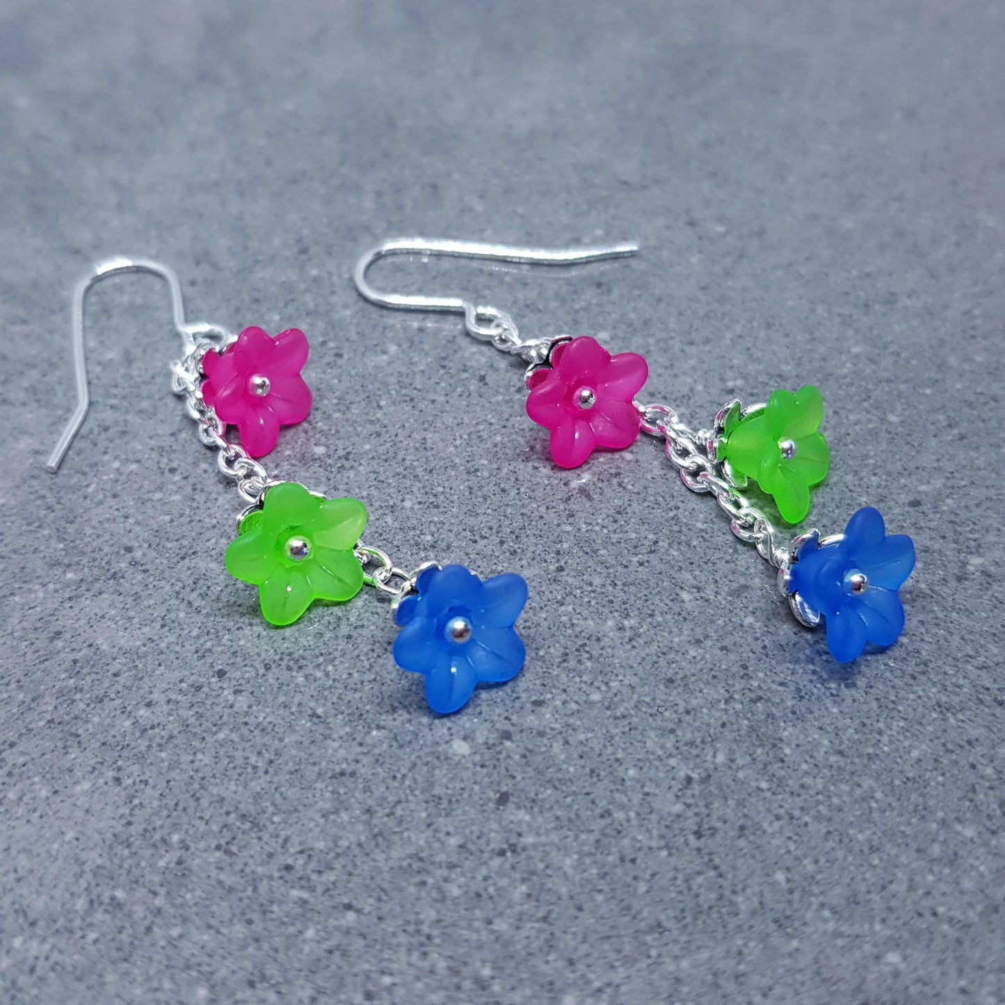 Polysexual Flower Earrings, Hypoallergenic Ear Wires, Rainbow Jewelry, Flower Earrings