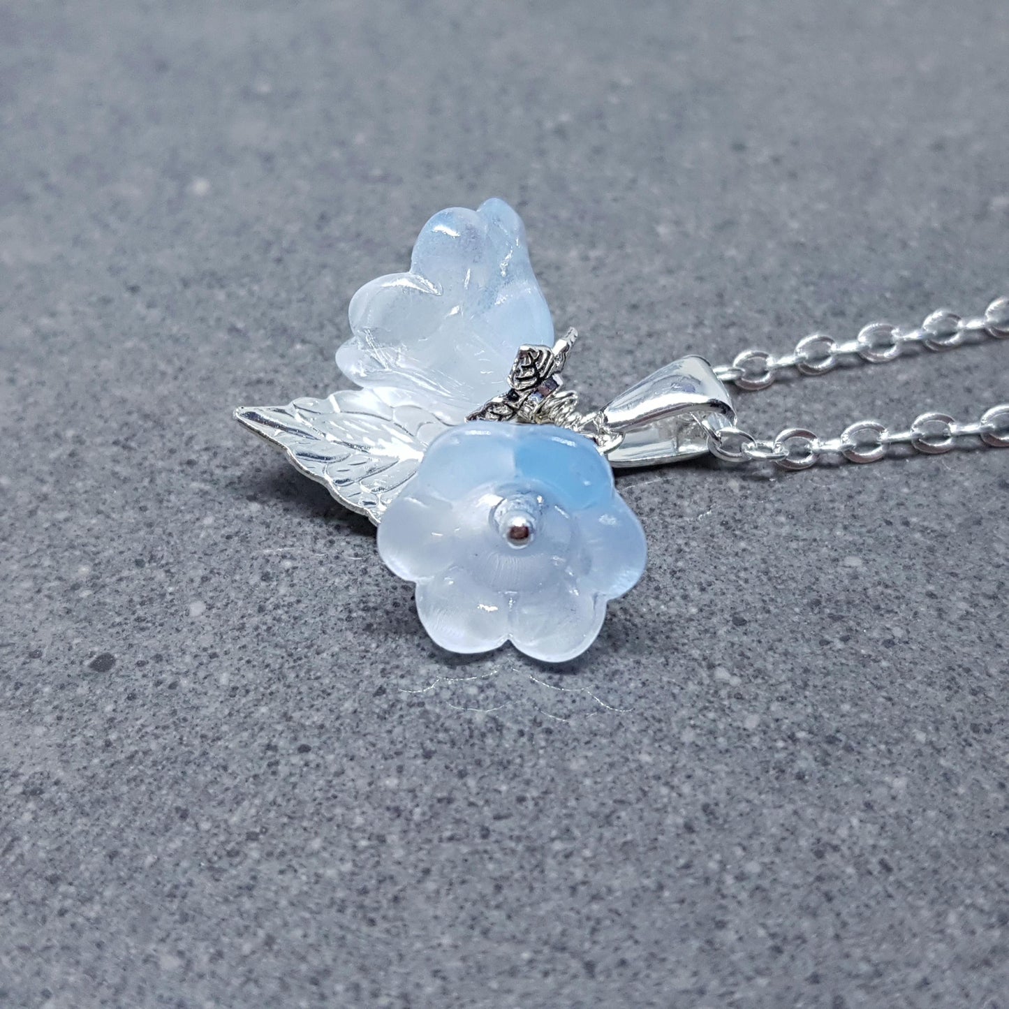 Flower Necklace, Glass Flowers, Blue Bellflower, Special Occasion Earrings, Something Blue, Flower Earrings, Matching Earrings Available