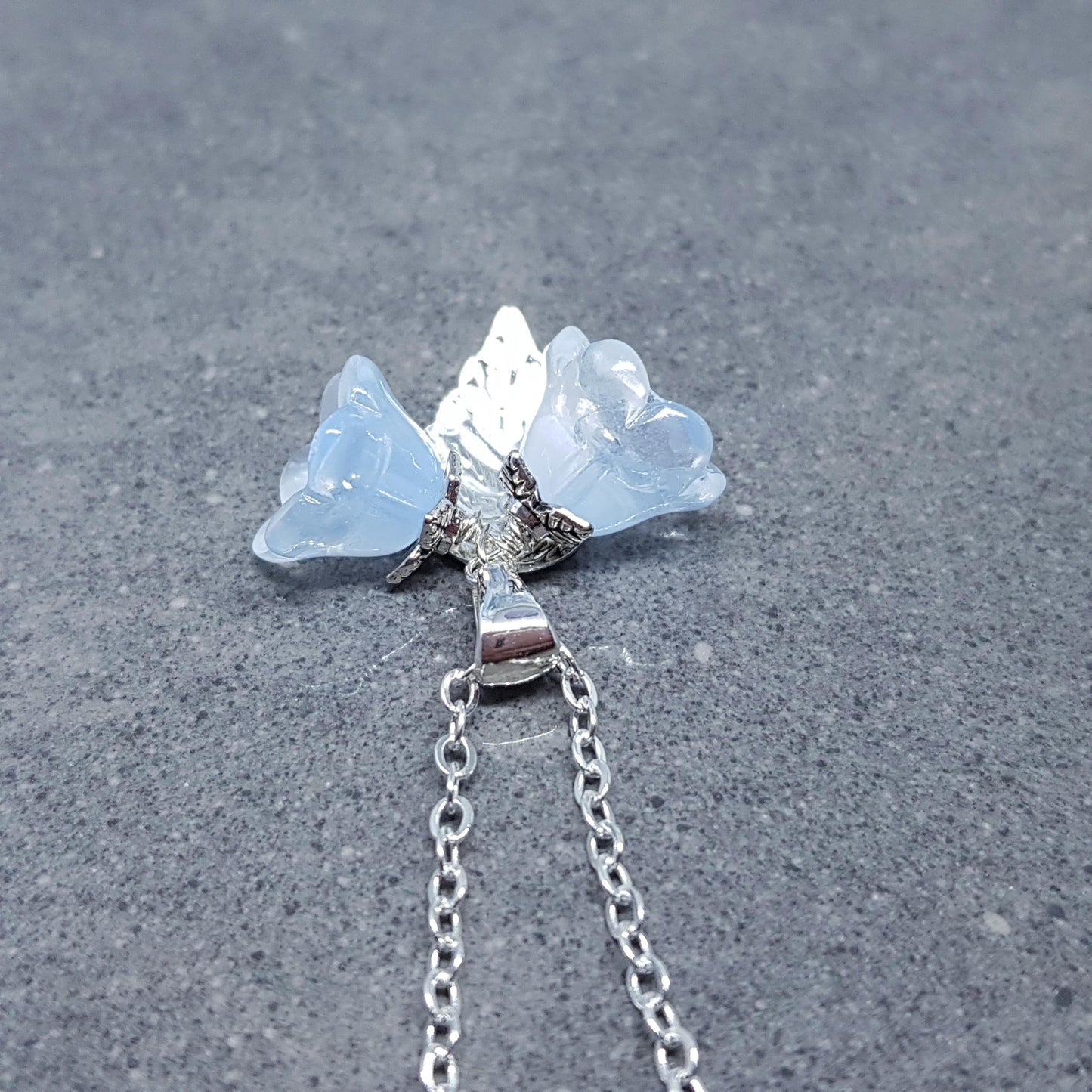 Flower Necklace, Glass Flowers, Blue Bellflower, Special Occasion Earrings, Something Blue, Flower Earrings, Matching Earrings Available