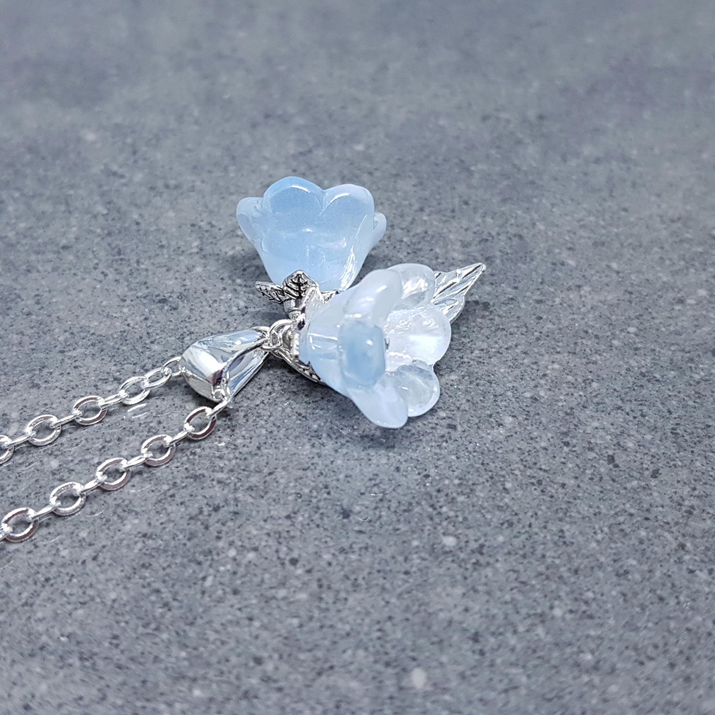 Flower Necklace, Glass Flowers, Blue Bellflower, Special Occasion Earrings, Something Blue, Flower Earrings, Matching Earrings Available