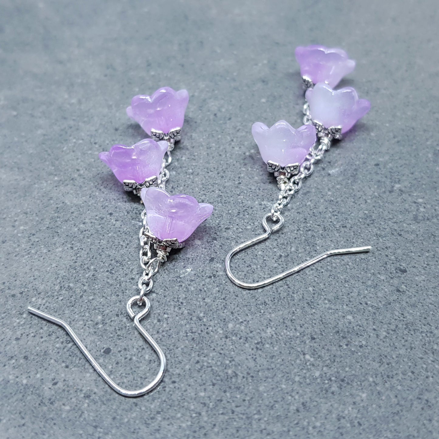 Flower Earrings, Hypoallergenic Ear Wires, Purple Earrings, Boho Jewelry, Glass Jewelry, Simple Vintage Earrings