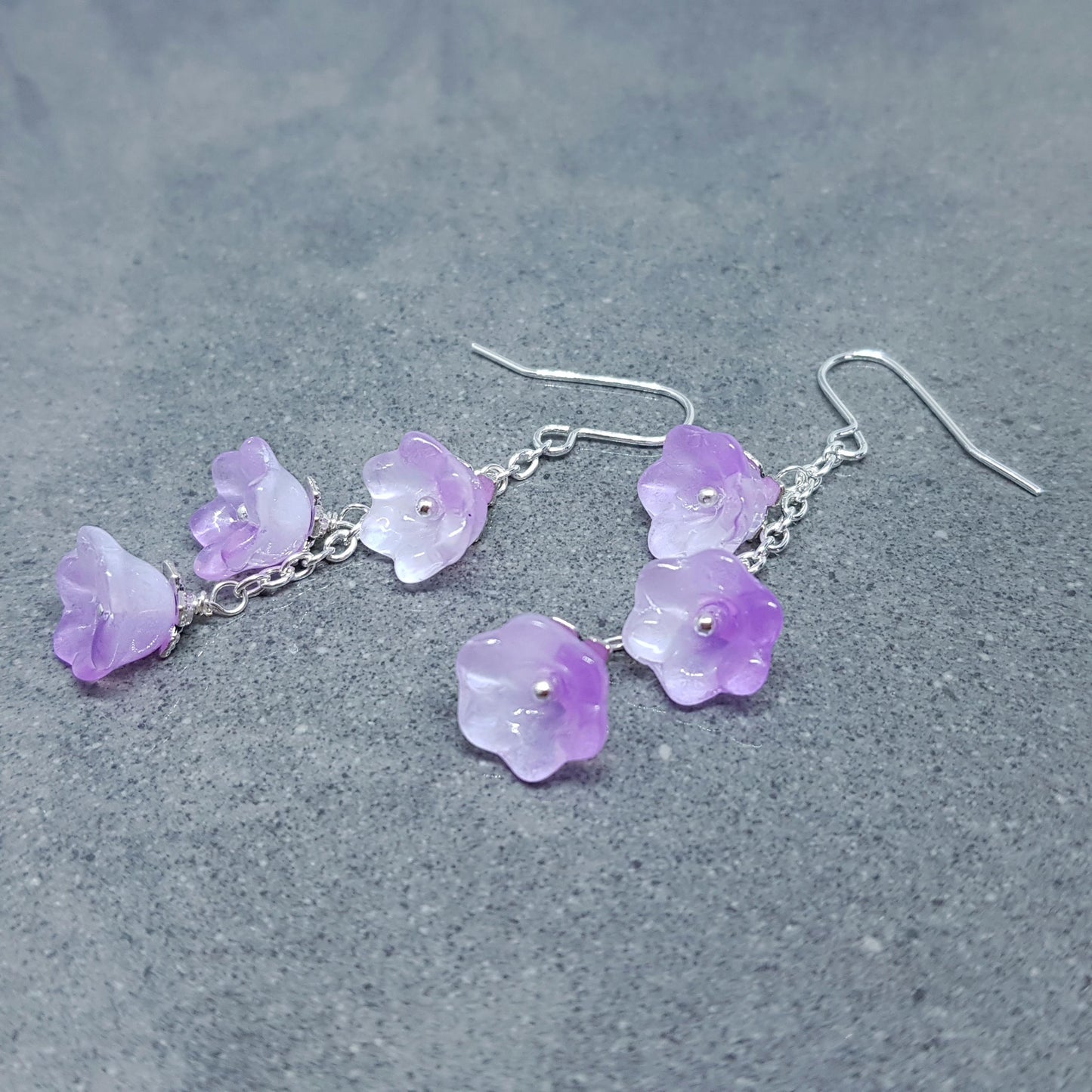 Flower Earrings, Hypoallergenic Ear Wires, Purple Earrings, Boho Jewelry, Glass Jewelry, Simple Vintage Earrings