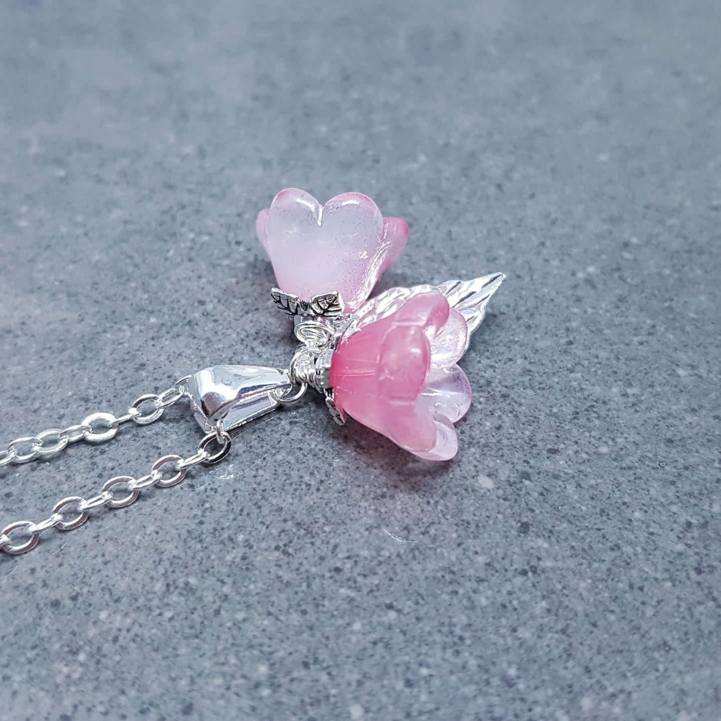 Flower Necklace, Glass Flowers, Pink Bellflower, Special Occasion Earrings, Pink Necklaces, Flower Necklace, Matching Earrings Available