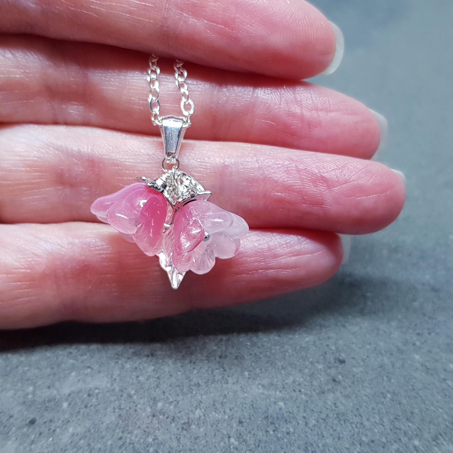 Flower Necklace, Glass Flowers, Pink Bellflower, Special Occasion Earrings, Pink Necklaces, Flower Necklace, Matching Earrings Available