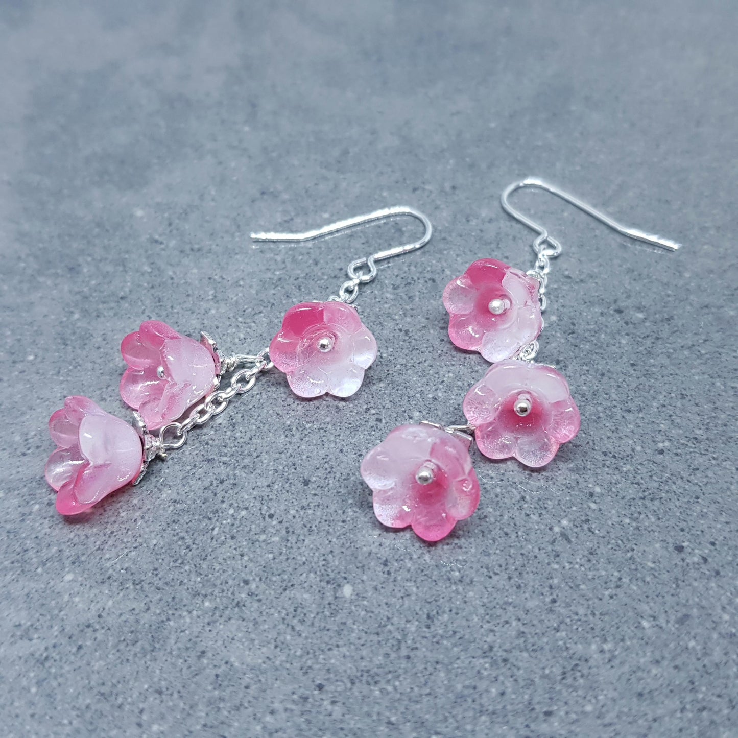 Flower Earrings, Hypoallergenic Ear Wires, Pink Earrings, Boho Jewelry, Glass Jewelry, Simple Vintage Earrings