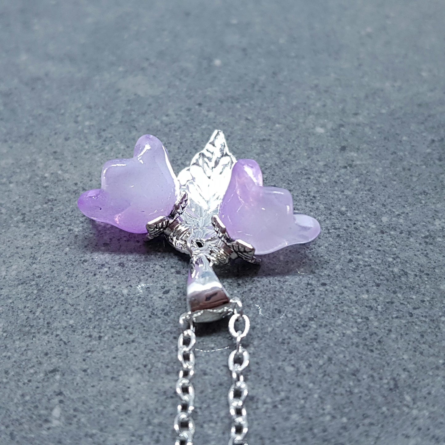 Flower Necklace, Glass Flowers, Purple Bellflower, Special Occasion Earrings, Purple Necklace, Flower Earrings, Matching Earrings Available