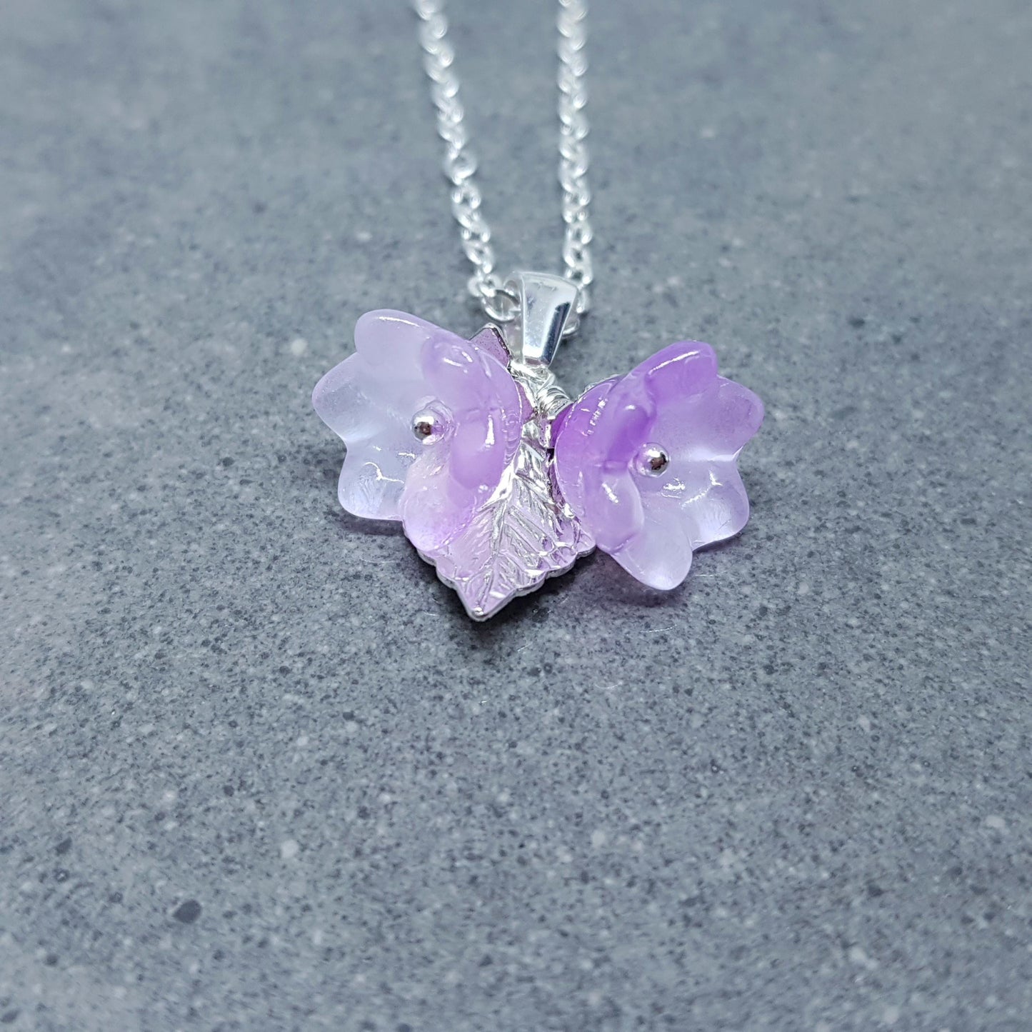 Flower Necklace, Glass Flowers, Purple Bellflower, Special Occasion Earrings, Purple Necklace, Flower Earrings, Matching Earrings Available