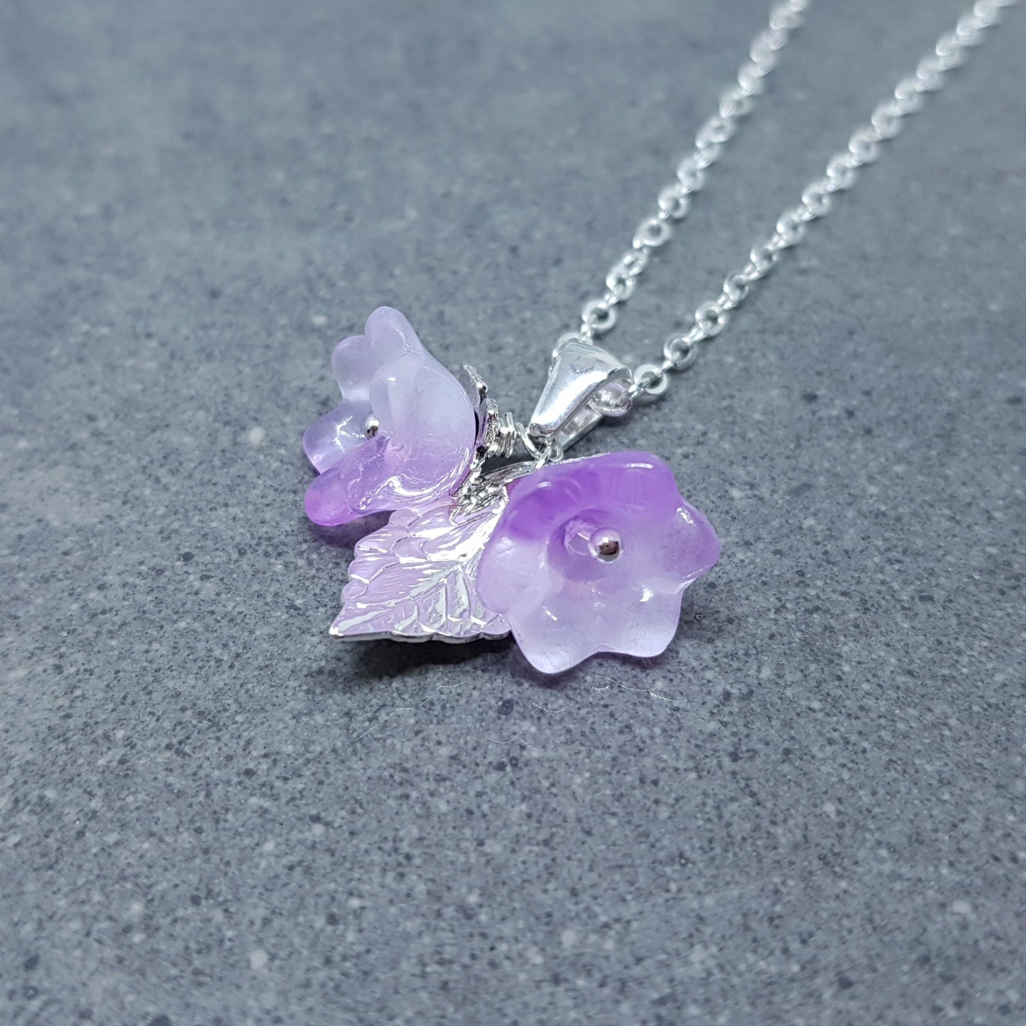 Flower Necklace, Glass Flowers, Purple Bellflower, Special Occasion Earrings, Purple Necklace, Flower Earrings, Matching Earrings Available