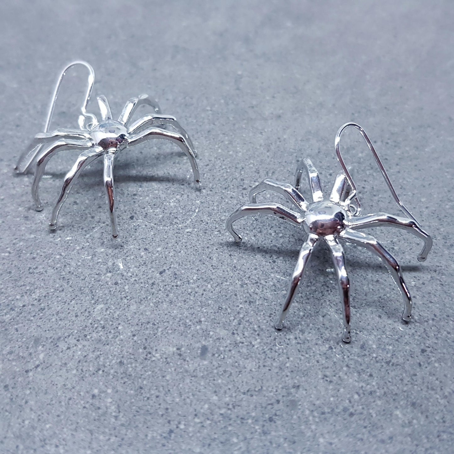 Spider Earrings, Choice of Ear Wires, Silver Earrings, Gothic Earrings, Spider Jewelry, Halloween, Cosplay, Tarantula Earrings