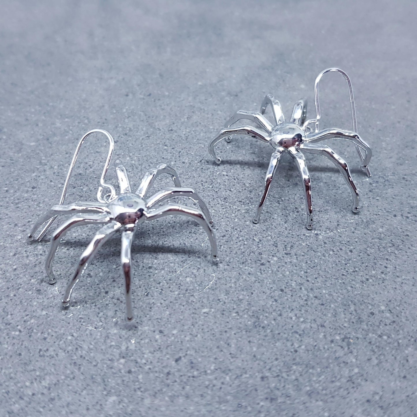 Spider Earrings, Choice of Ear Wires, Silver Earrings, Gothic Earrings, Spider Jewelry, Halloween, Cosplay, Tarantula Earrings