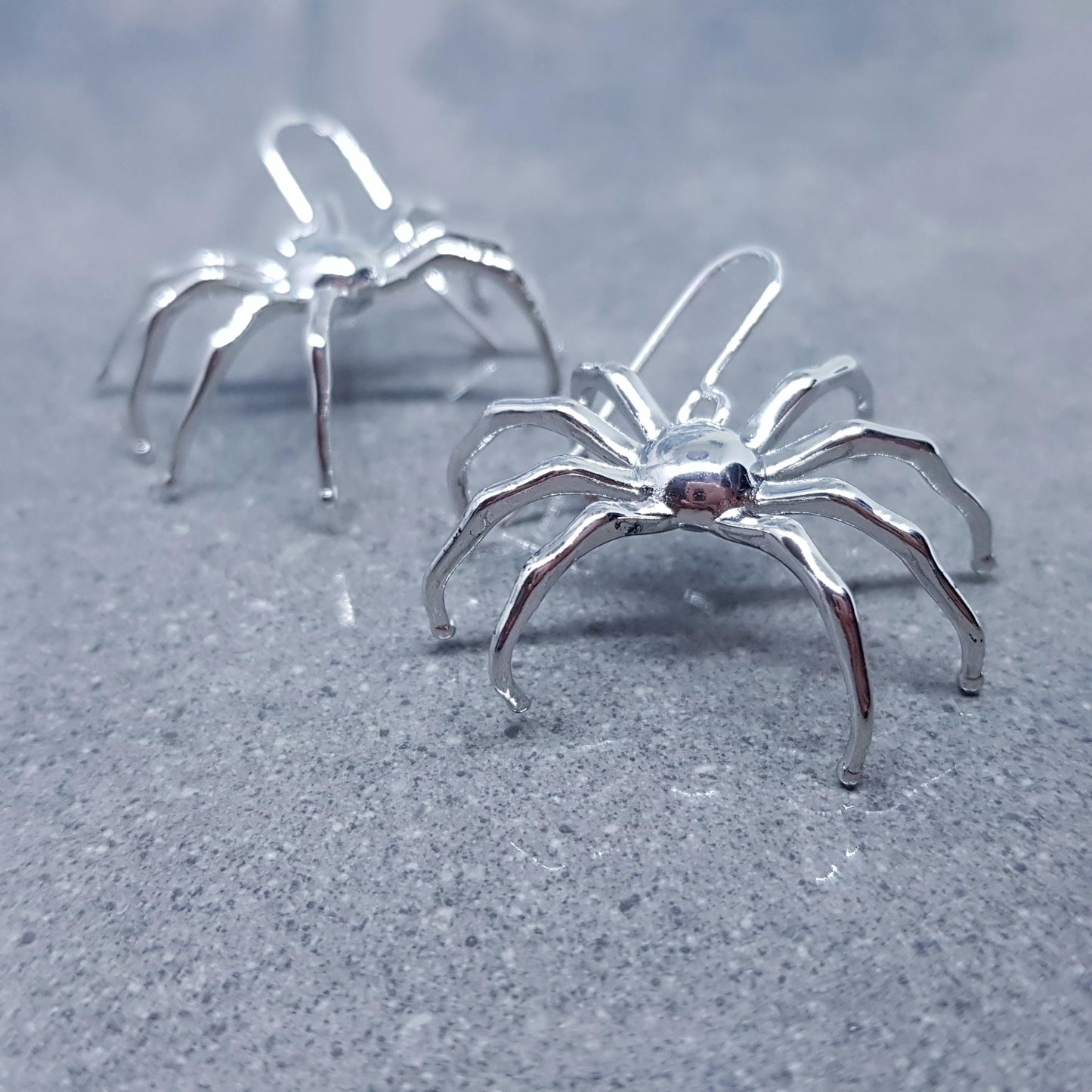 Spider Earrings, Choice of Ear Wires, Silver Earrings, Gothic Earrings, Spider Jewelry, Halloween, Cosplay, Tarantula Earrings