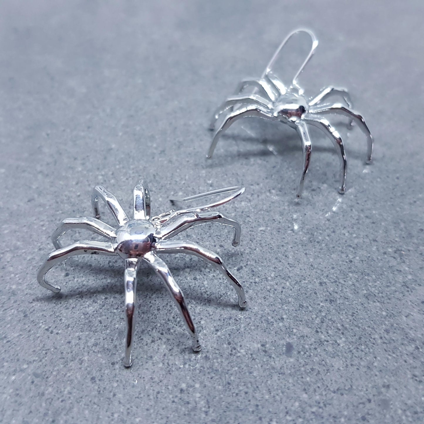Spider Earrings, Choice of Ear Wires, Silver Earrings, Gothic Earrings, Spider Jewelry, Halloween, Cosplay, Tarantula Earrings