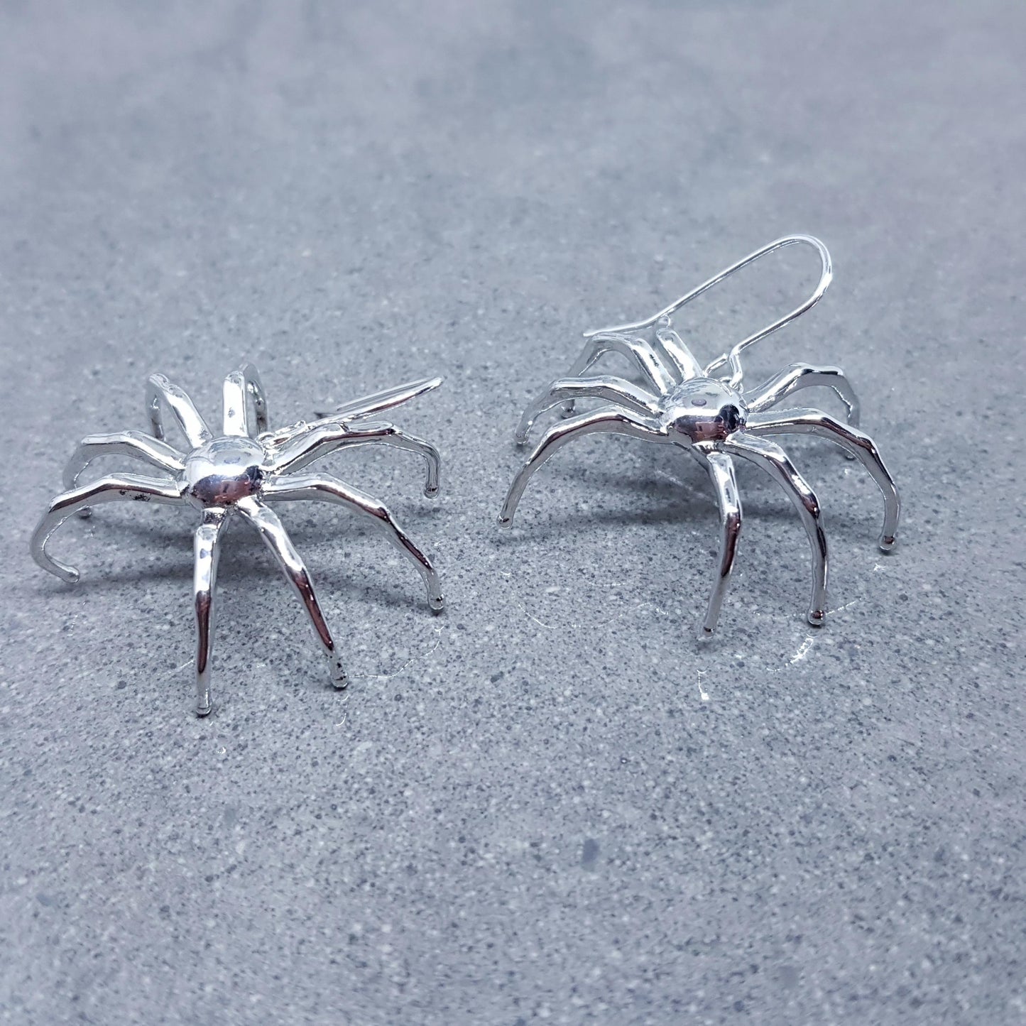 Spider Earrings, Choice of Ear Wires, Silver Earrings, Gothic Earrings, Spider Jewelry, Halloween, Cosplay, Tarantula Earrings