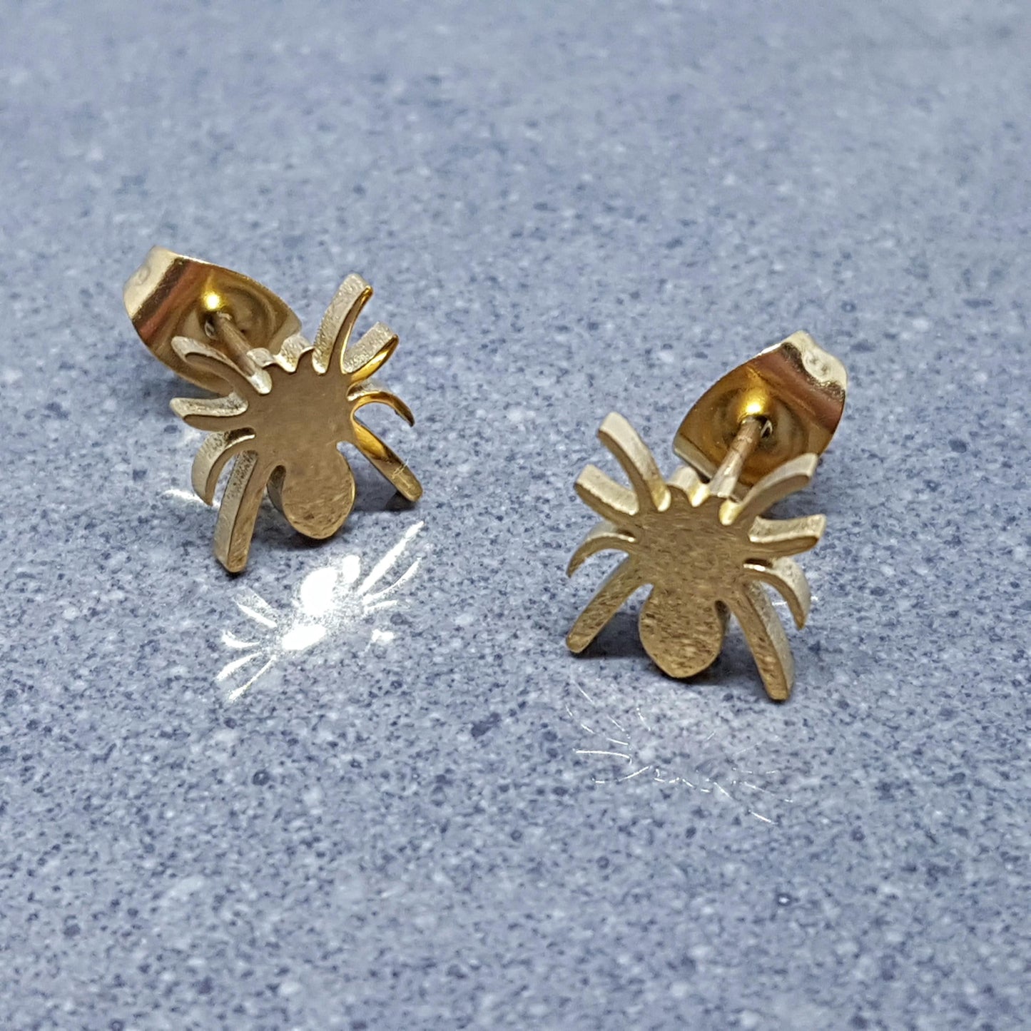 Spider Earrings, Stainless Steel Ear Studs, Hypoallergenic Earrings, Gold Spider Earrings, Halloween Earrings, Spooky Gifts