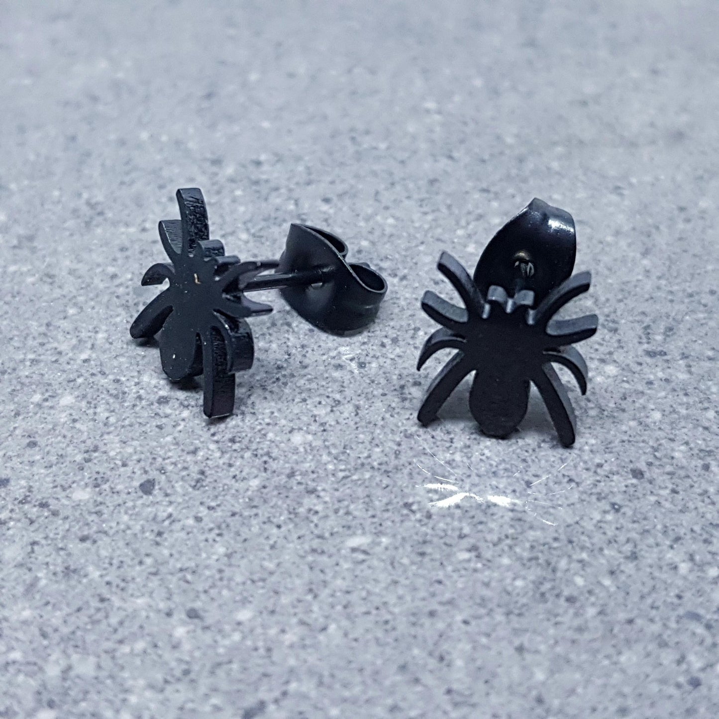 Spider Earrings, Stainless Steel Ear Studs, Hypoallergenic Earrings, Black Spider Earrings, Halloween Earrings, Spooky Gifts