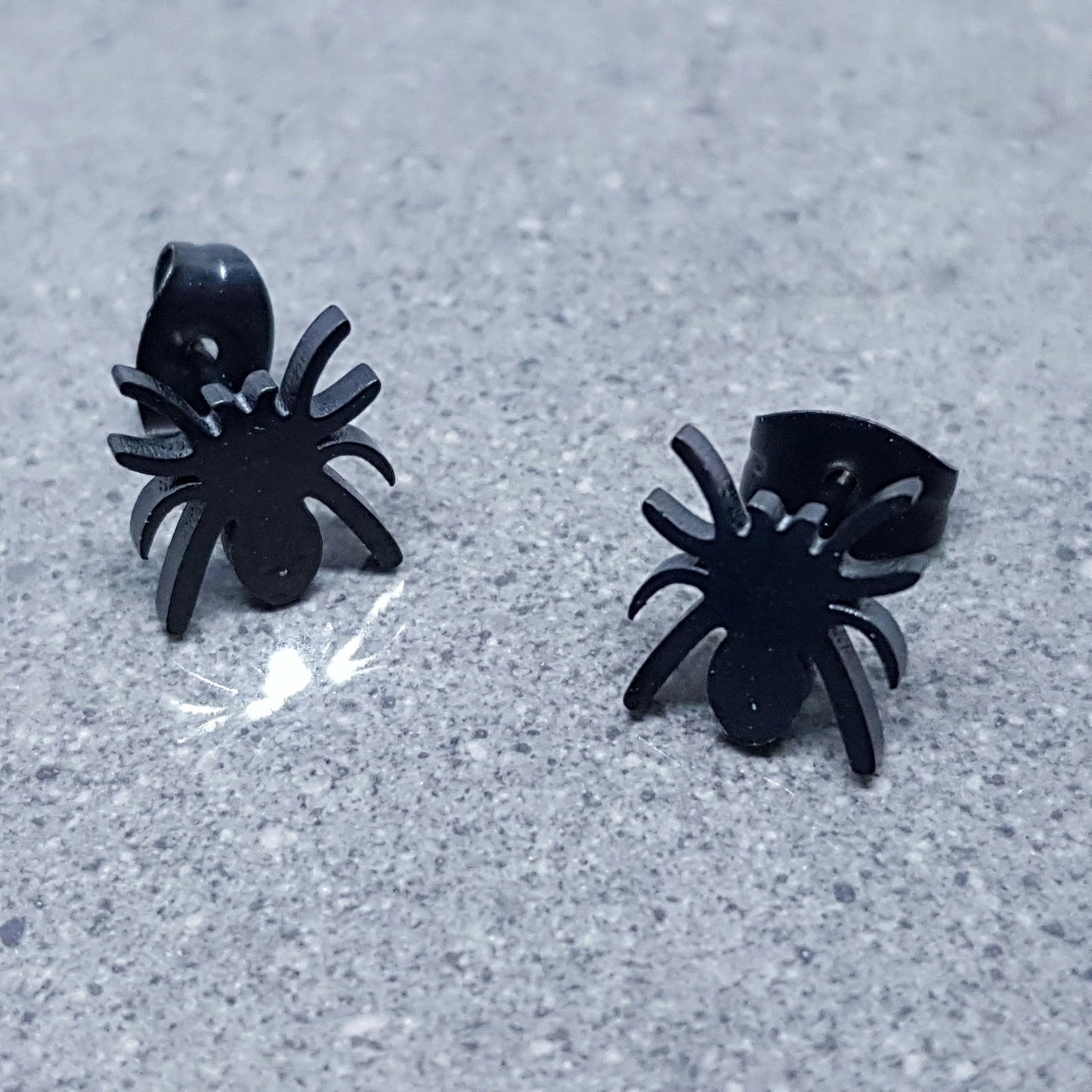 Spider Earrings, Stainless Steel Ear Studs, Hypoallergenic Earrings, Black Spider Earrings, Halloween Earrings, Spooky Gifts