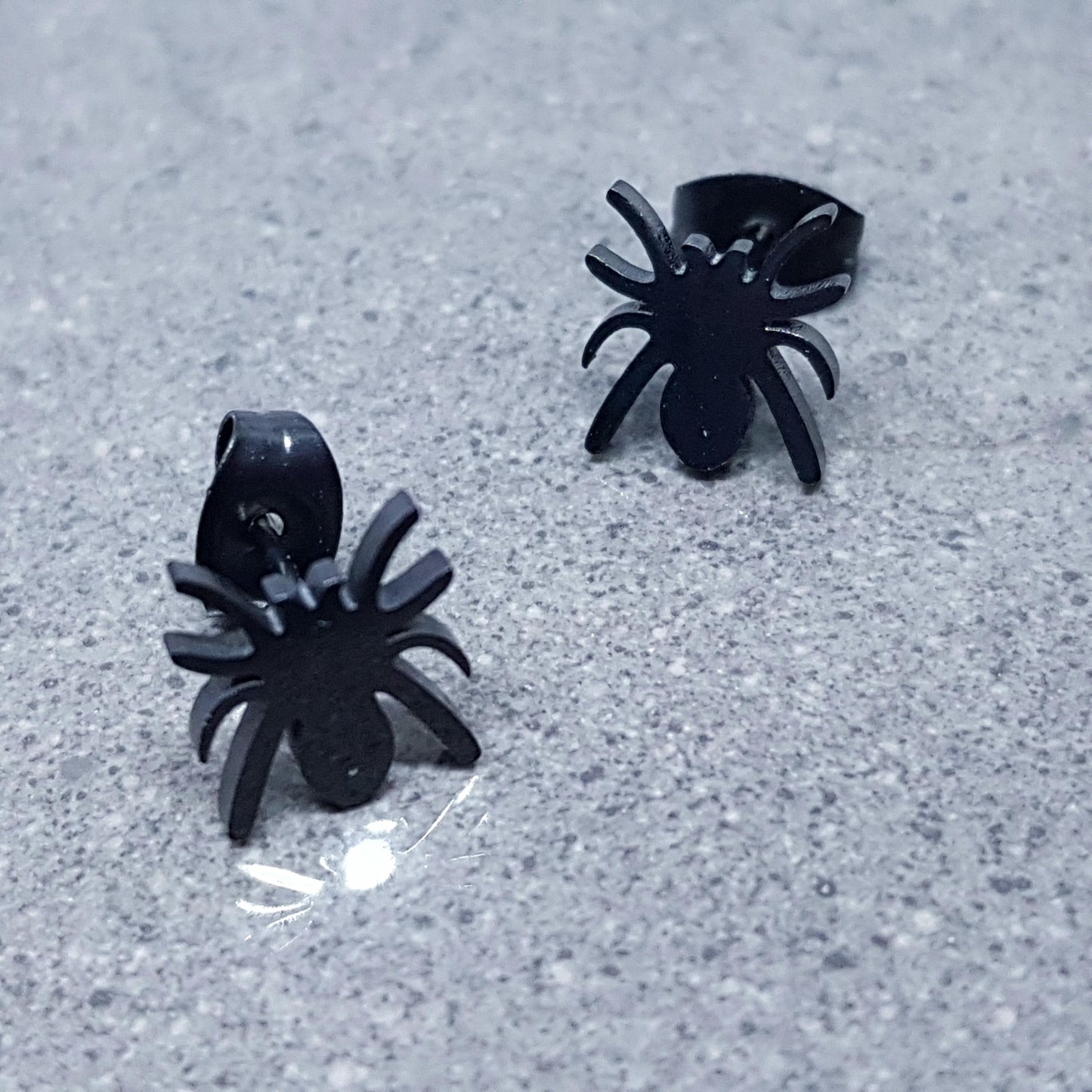 Spider Earrings, Stainless Steel Ear Studs, Hypoallergenic Earrings, Black Spider Earrings, Halloween Earrings, Spooky Gifts