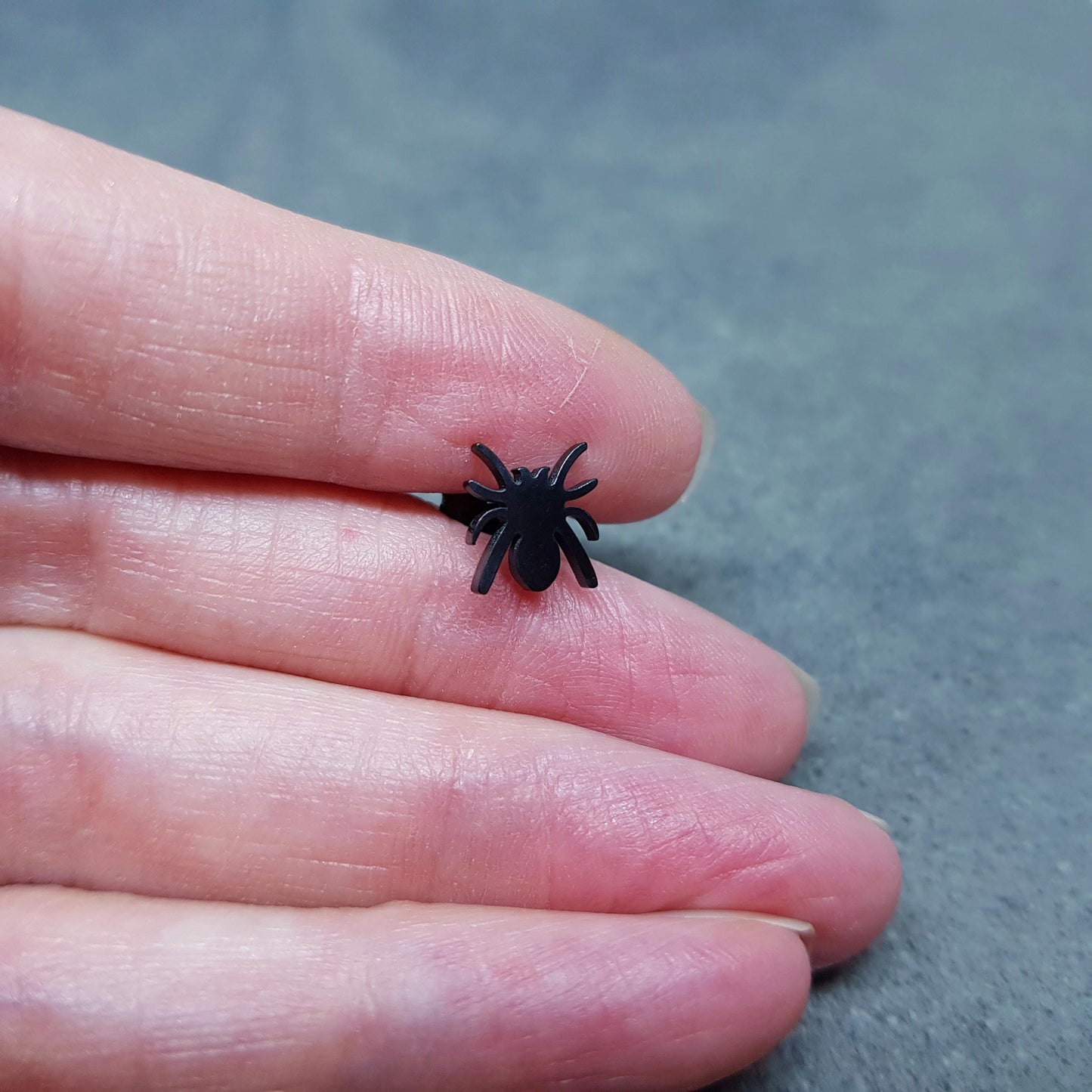 Spider Earrings, Stainless Steel Ear Studs, Hypoallergenic Earrings, Black Spider Earrings, Halloween Earrings, Spooky Gifts