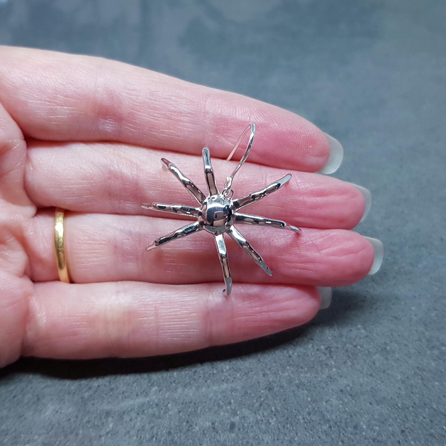 Spider Earrings, Choice of Ear Wires, Silver Earrings, Gothic Earrings, Spider Jewelry, Halloween, Cosplay, Tarantula Earrings