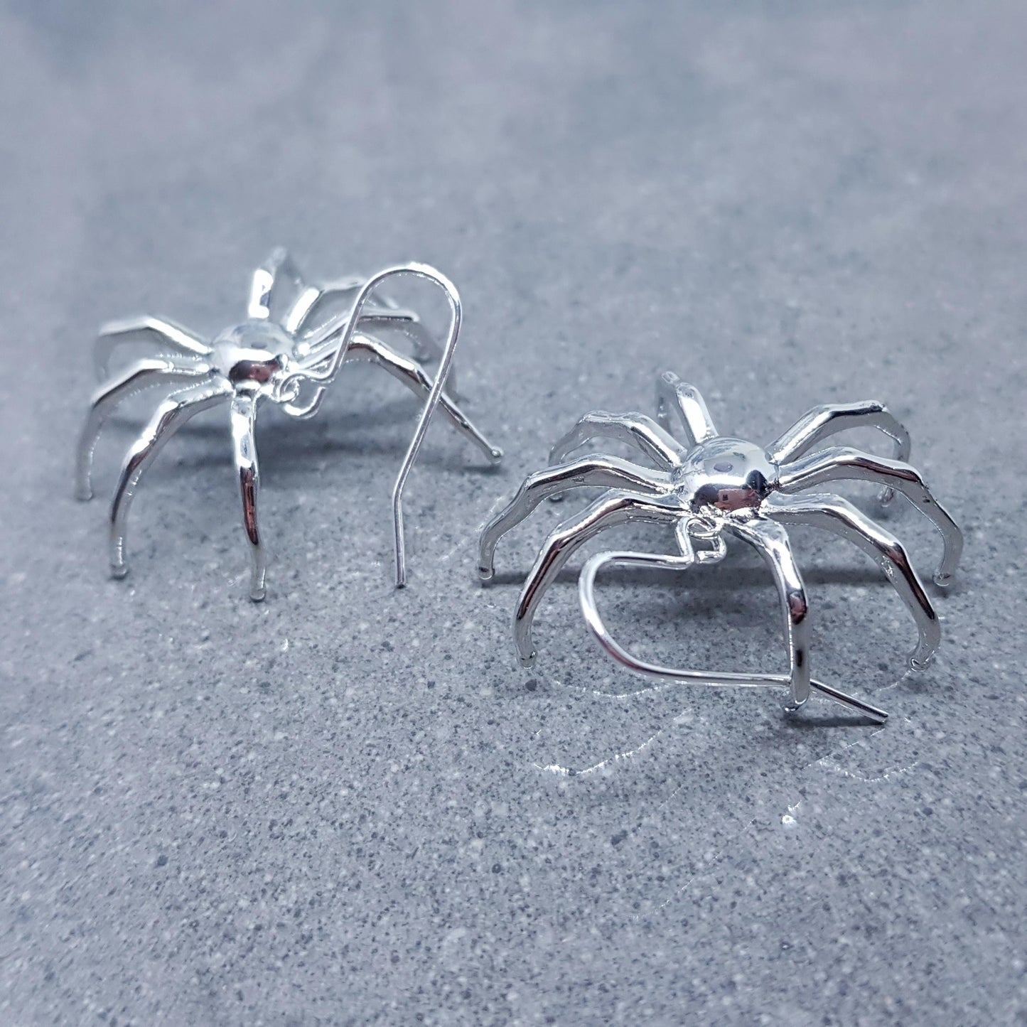 Spider Earrings, Choice of Ear Wires, Silver Earrings, Gothic Earrings, Spider Jewelry, Halloween, Cosplay, Tarantula Earrings