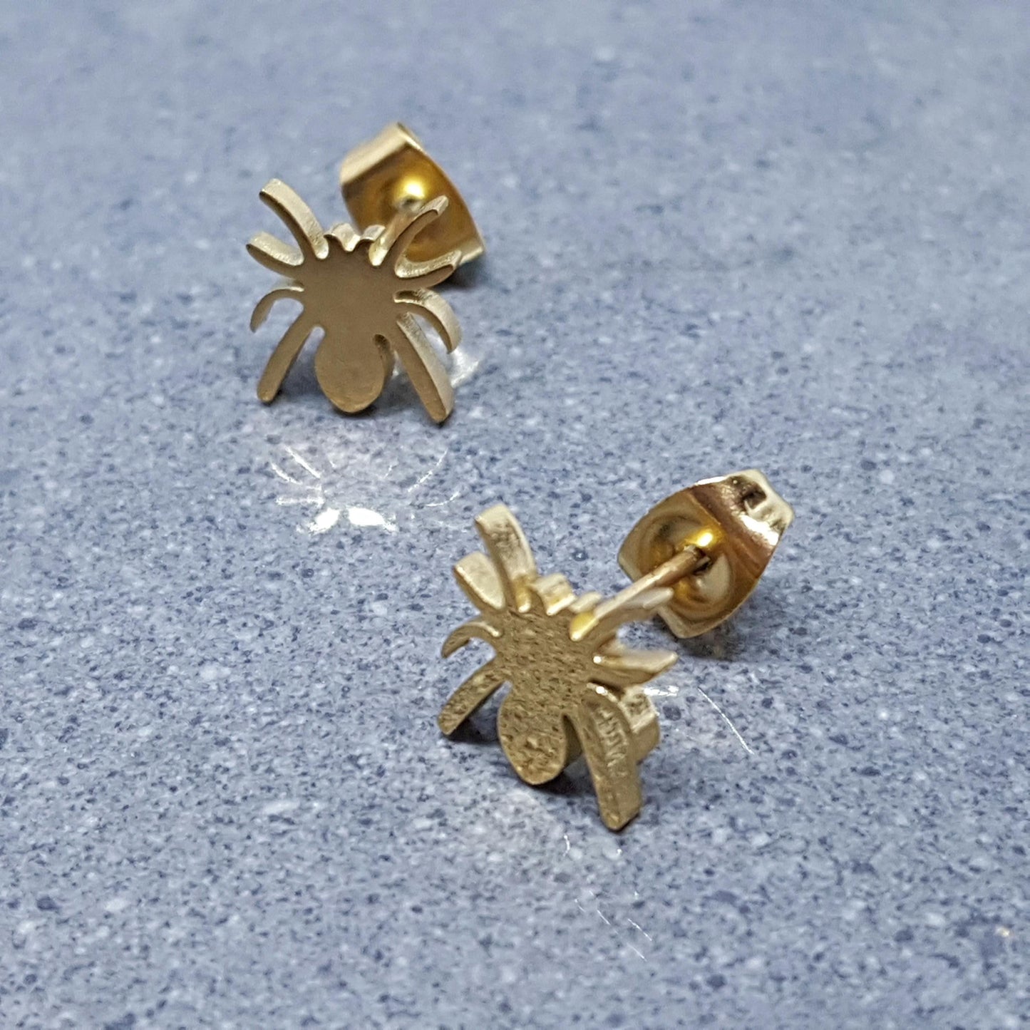 Spider Earrings, Stainless Steel Ear Studs, Hypoallergenic Earrings, Gold Spider Earrings, Halloween Earrings, Spooky Gifts
