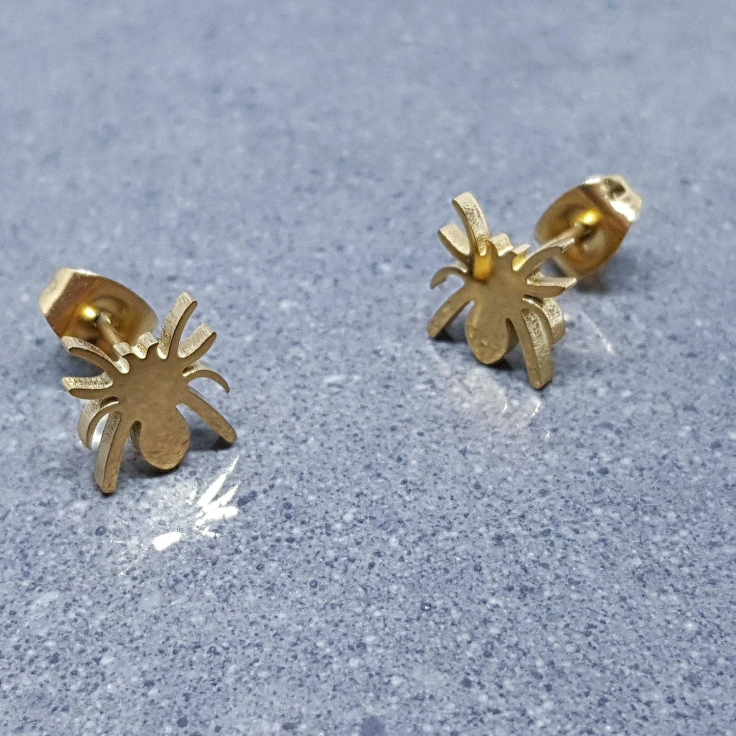 Spider Earrings, Stainless Steel Ear Studs, Hypoallergenic Earrings, Gold Spider Earrings, Halloween Earrings, Spooky Gifts