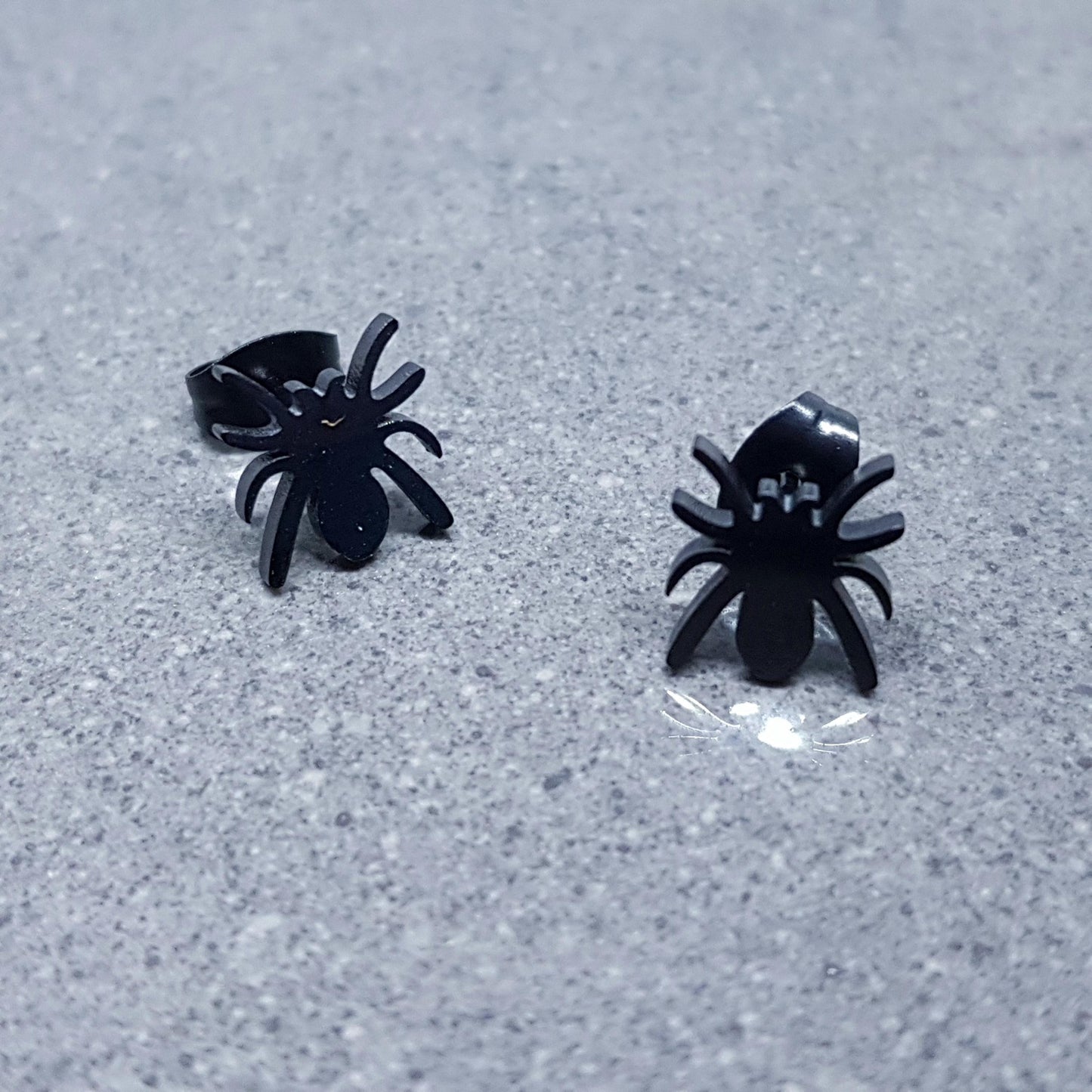 Spider Earrings, Stainless Steel Ear Studs, Hypoallergenic Earrings, Black Spider Earrings, Halloween Earrings, Spooky Gifts