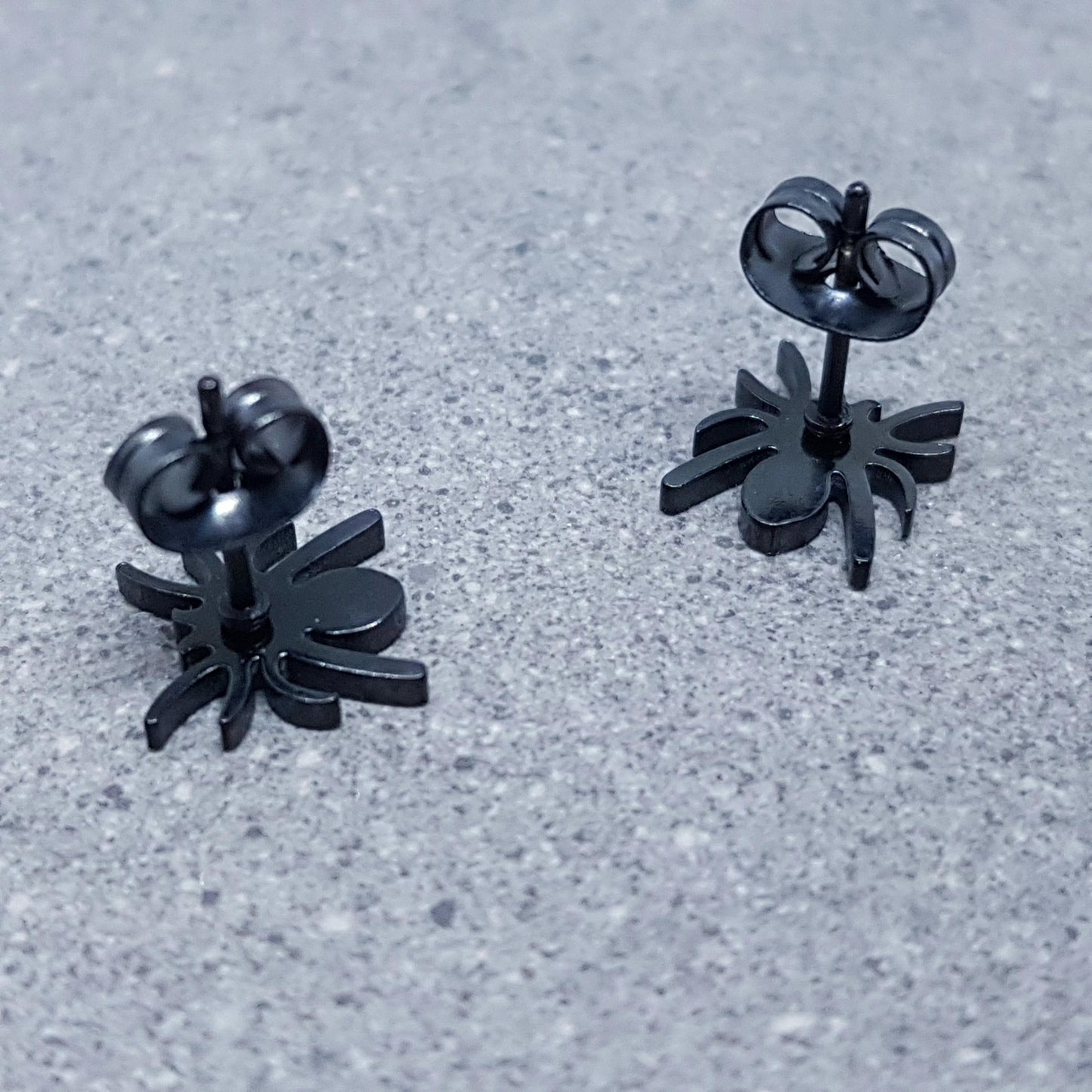 Spider Earrings, Stainless Steel Ear Studs, Hypoallergenic Earrings, Black Spider Earrings, Halloween Earrings, Spooky Gifts