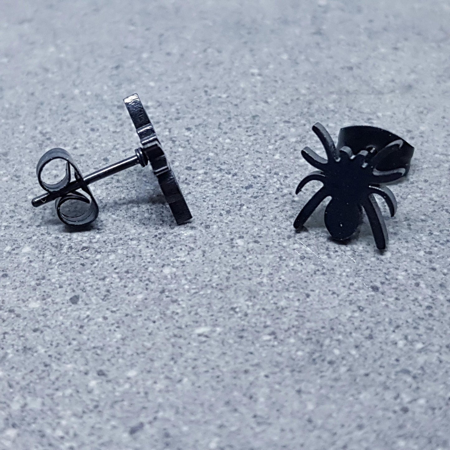 Spider Earrings, Stainless Steel Ear Studs, Hypoallergenic Earrings, Black Spider Earrings, Halloween Earrings, Spooky Gifts