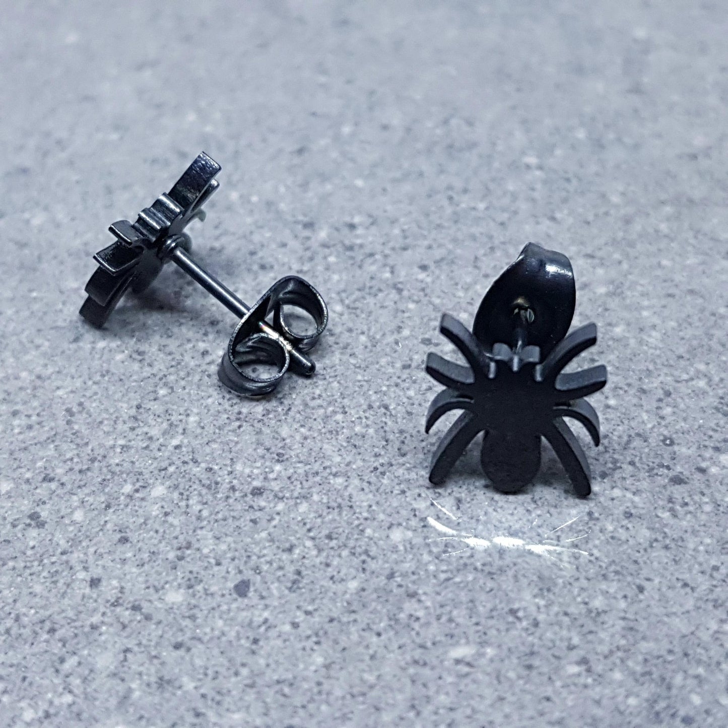Spider Earrings, Stainless Steel Ear Studs, Hypoallergenic Earrings, Black Spider Earrings, Halloween Earrings, Spooky Gifts