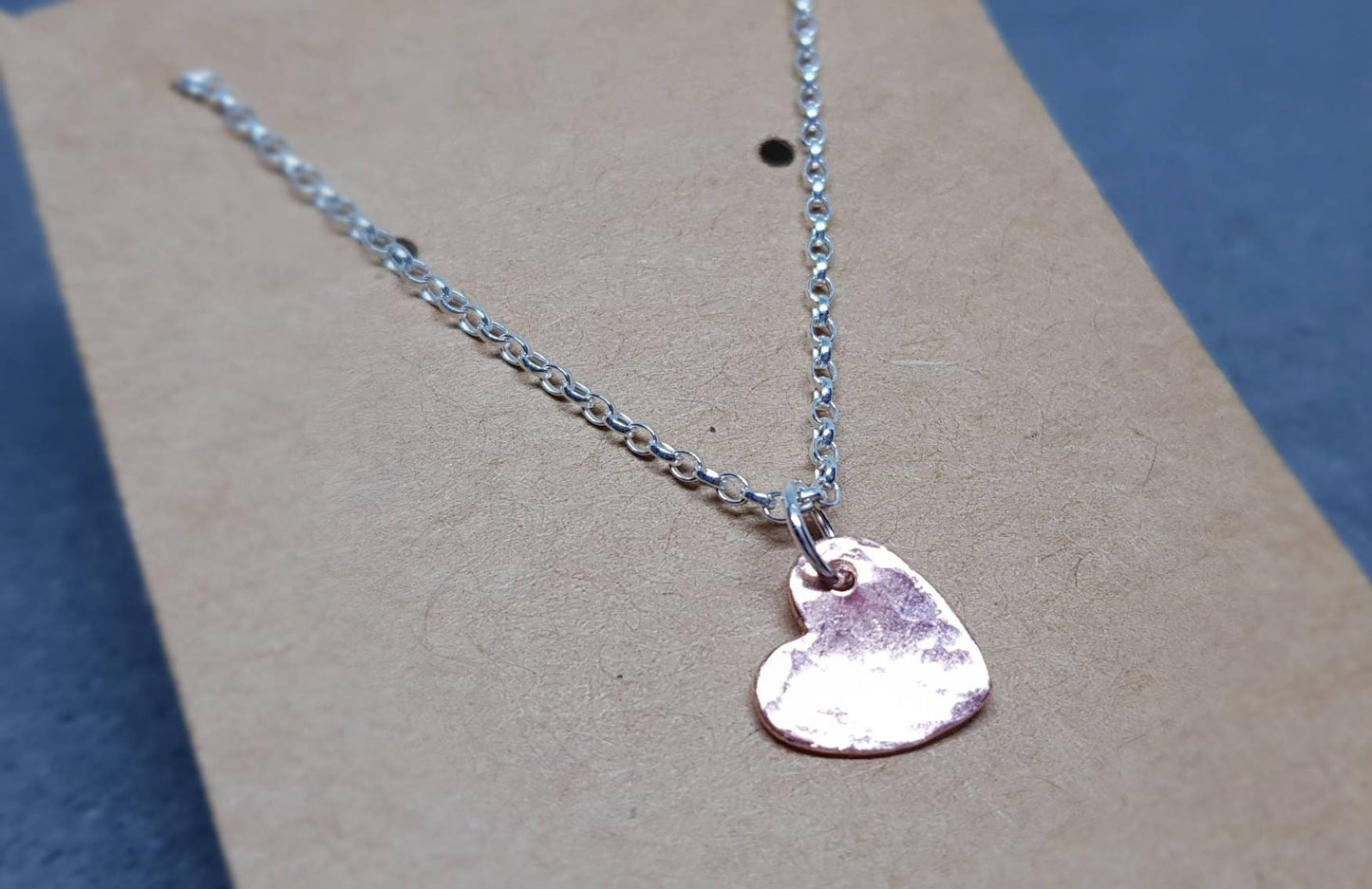 Solid Copper Heart Necklace or Choker