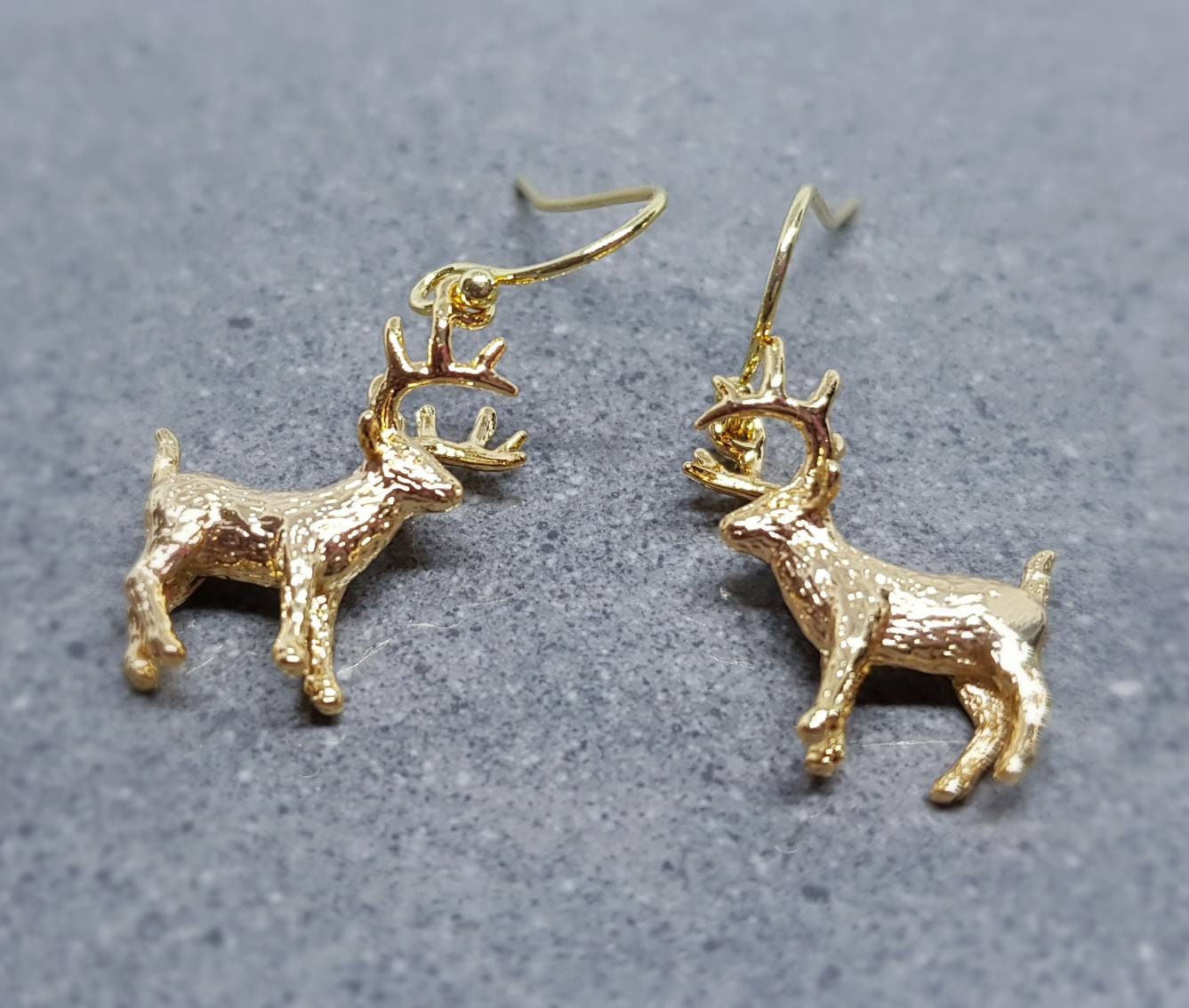 24K gold plated Reindeer Earrings