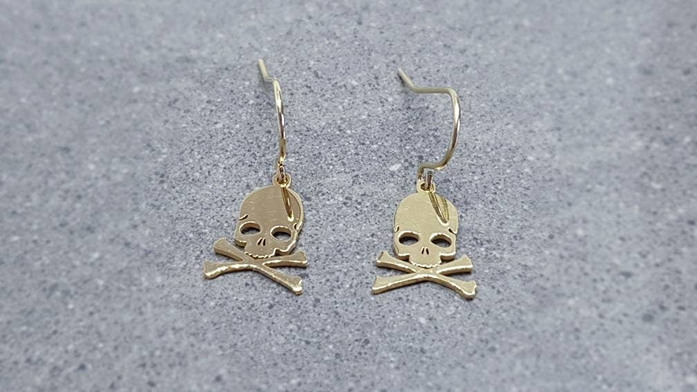 14-karätig vergoldete Totenkopf-Ohrringe