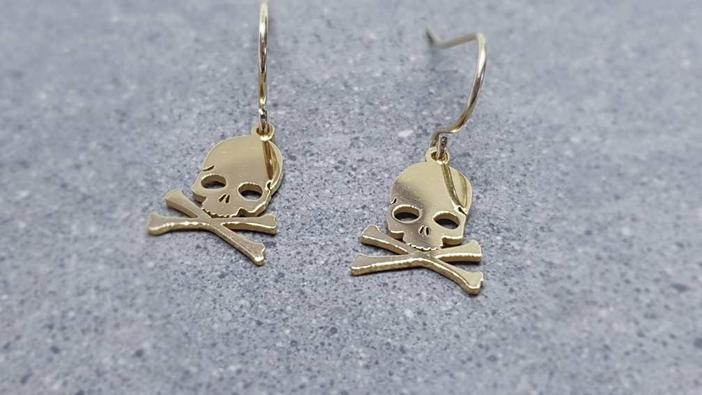 14-karätig vergoldete Totenkopf-Ohrringe