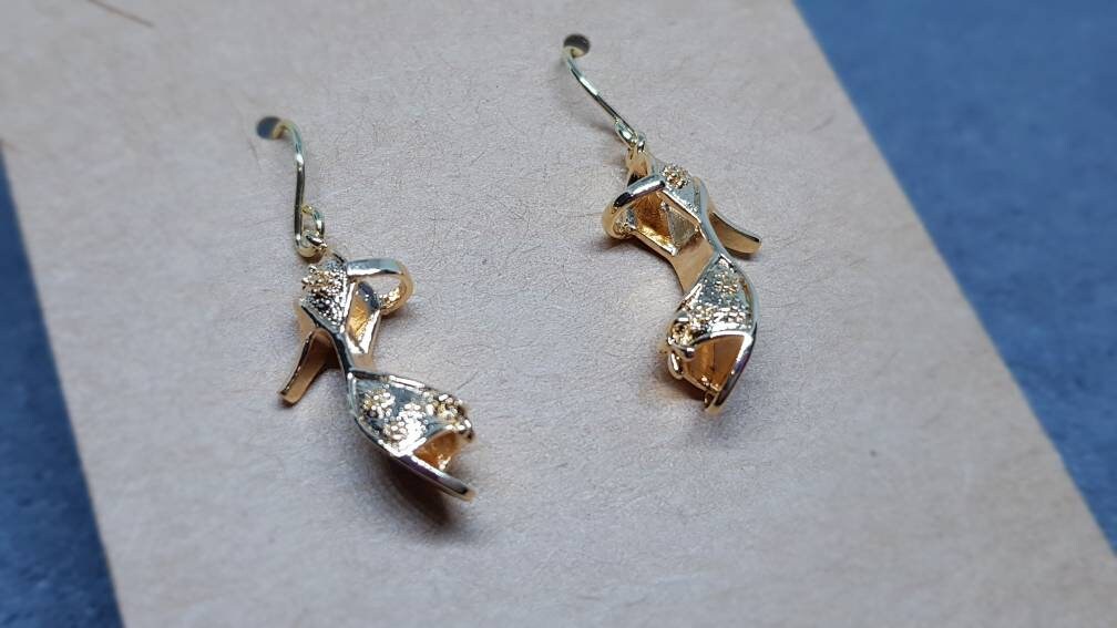 18k Light Gold Plated Shoe Earrings