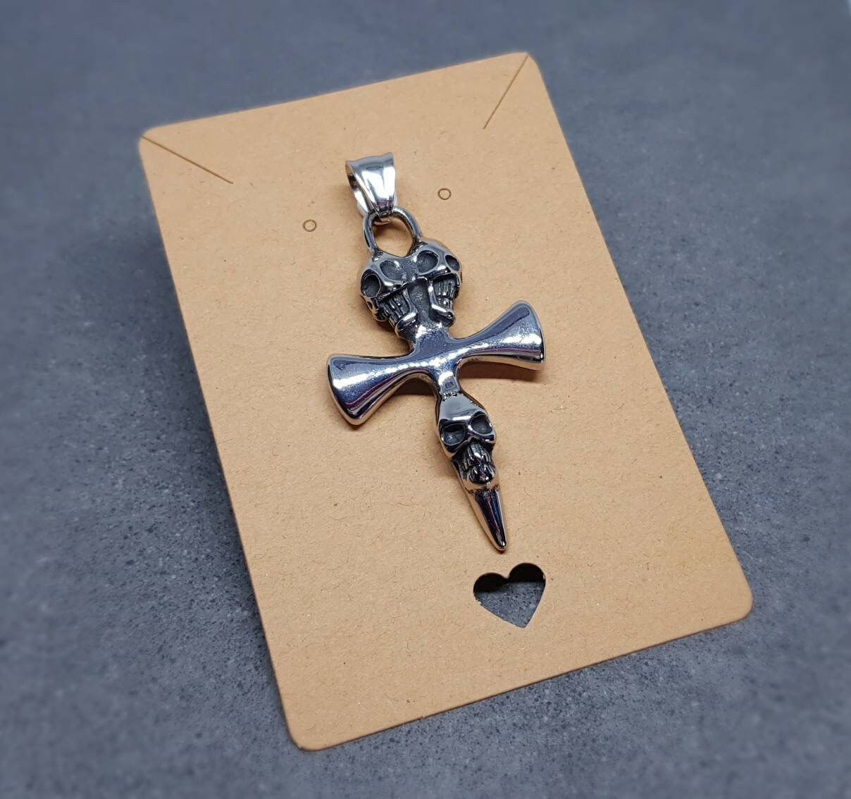Großer Totenkopf-Kreuz-Anhänger aus Edelstahl
