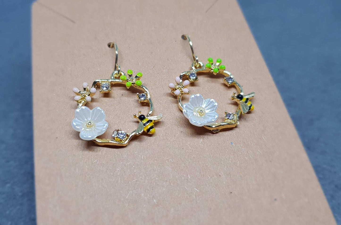 Rhinestone Bee Earrings