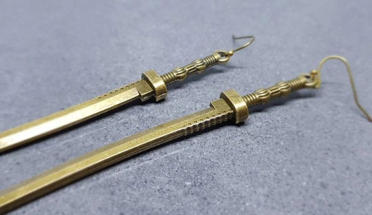 Bronze Plated Katana Sword Earrings