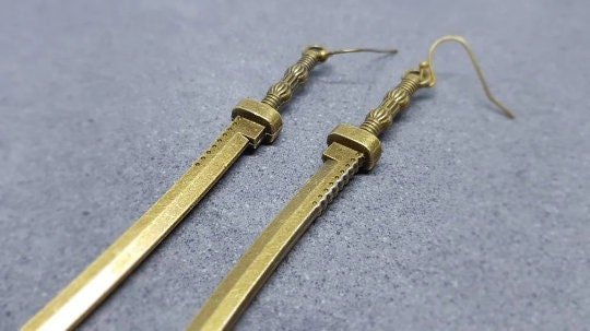 Bronze Plated Katana Sword Earrings