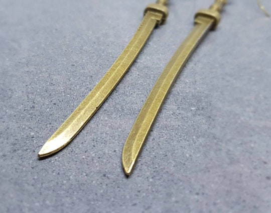 Bronze Plated Katana Sword Earrings