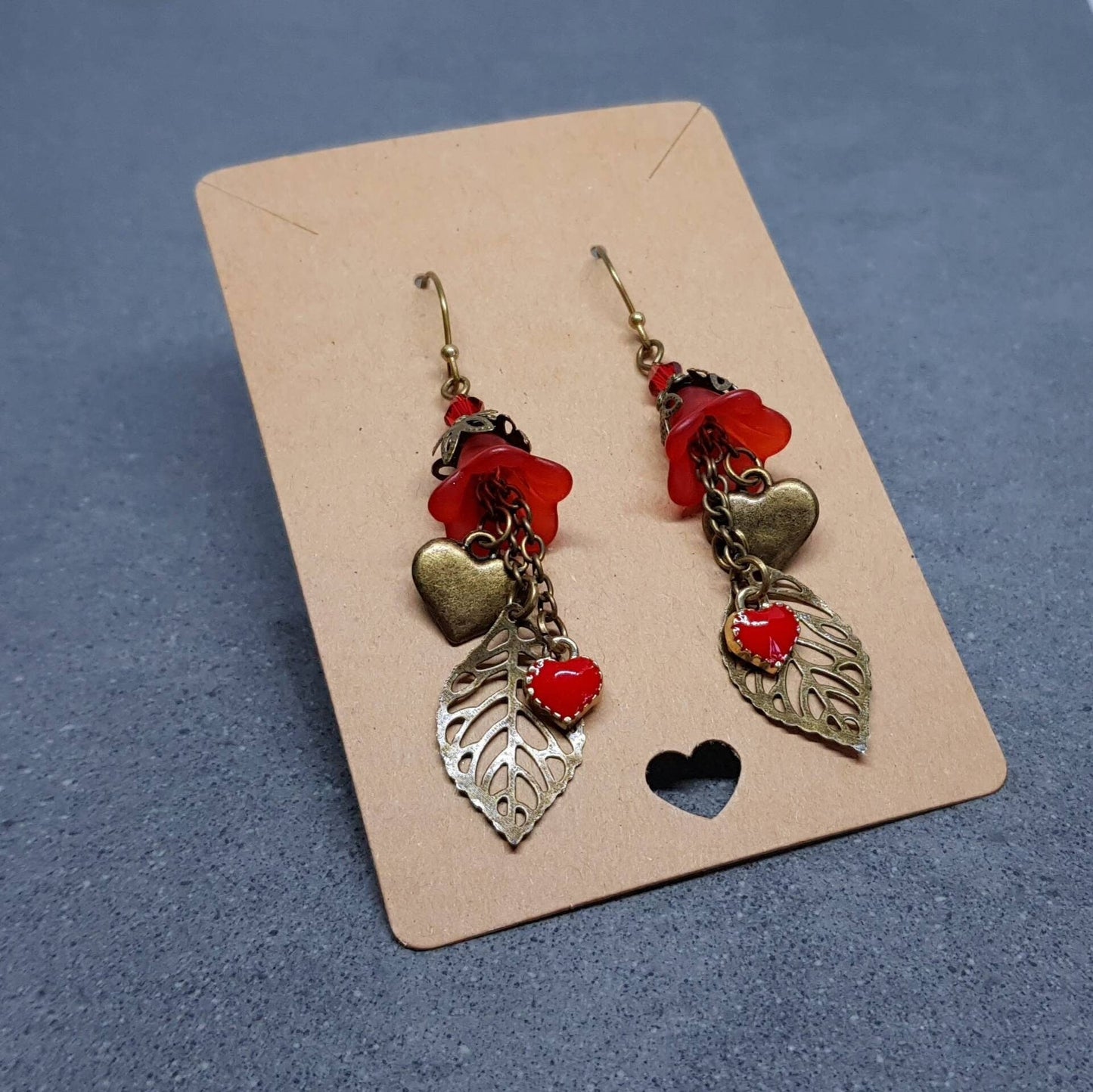 Flower Earrings, Hypoallergenic Ear Wires, Sterling Silver Ear Wires, Red PRIMERO Crystals® Earrings