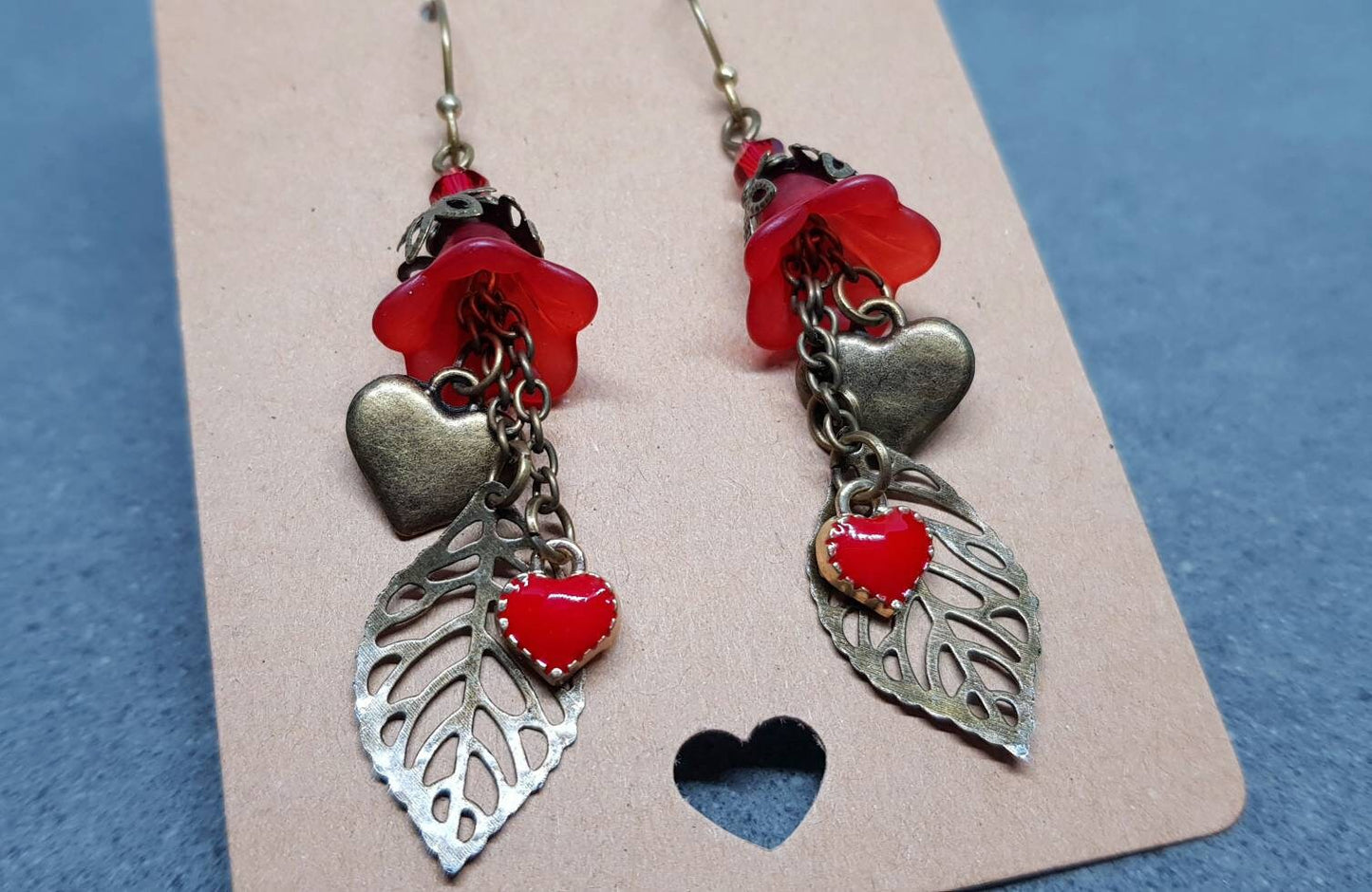 Flower Earrings, Hypoallergenic Ear Wires, Sterling Silver Ear Wires, Red PRIMERO Crystals® Earrings