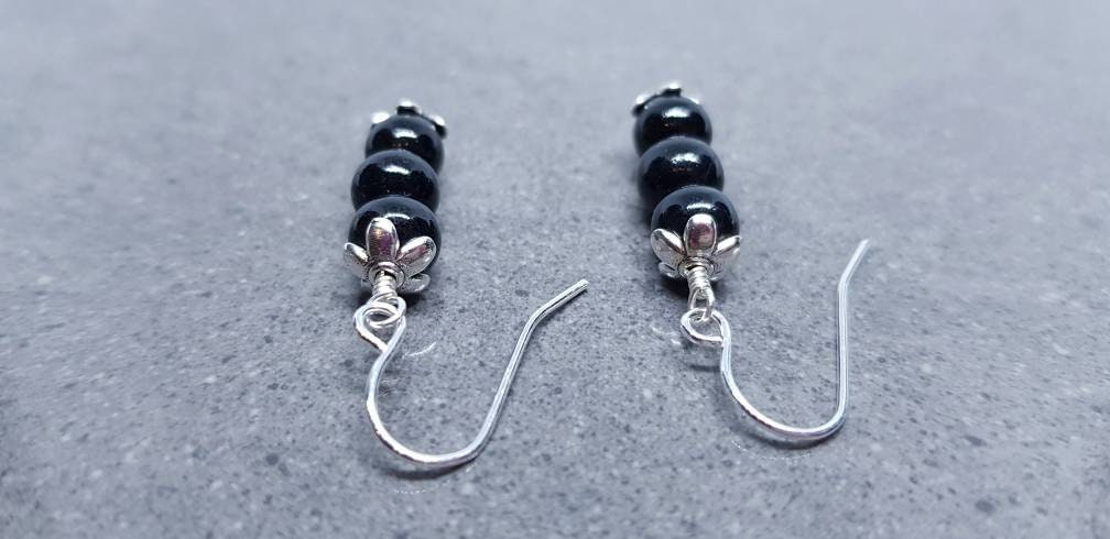 Glass Black Pearl Earrings