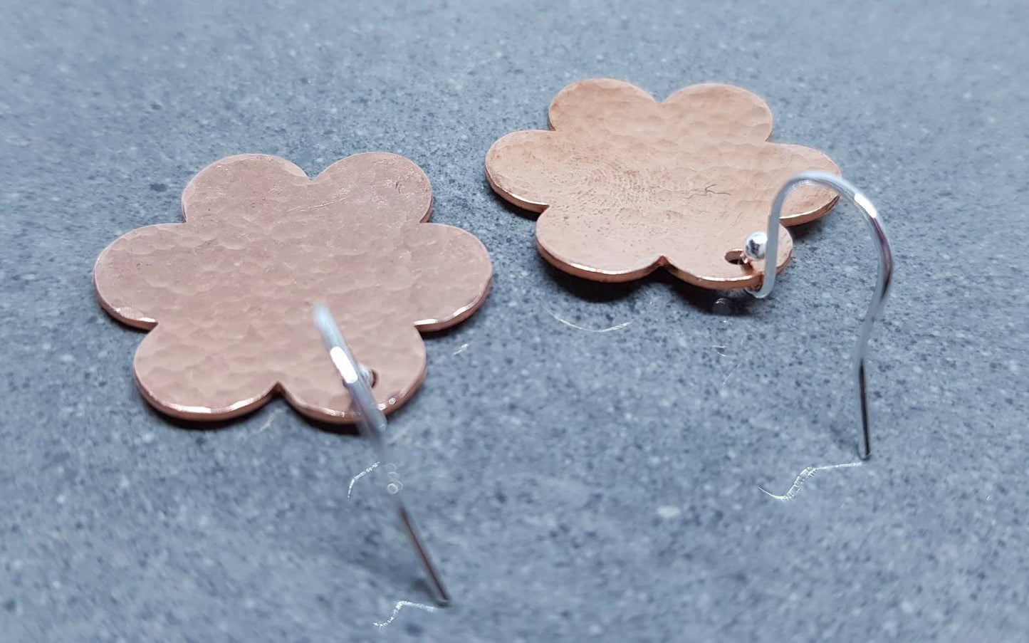 Solid Copper Large Daisy Earrings
