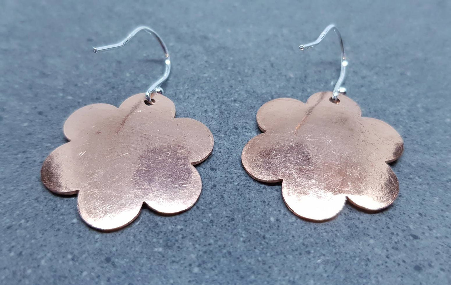 Solid Copper Large Daisy Earrings