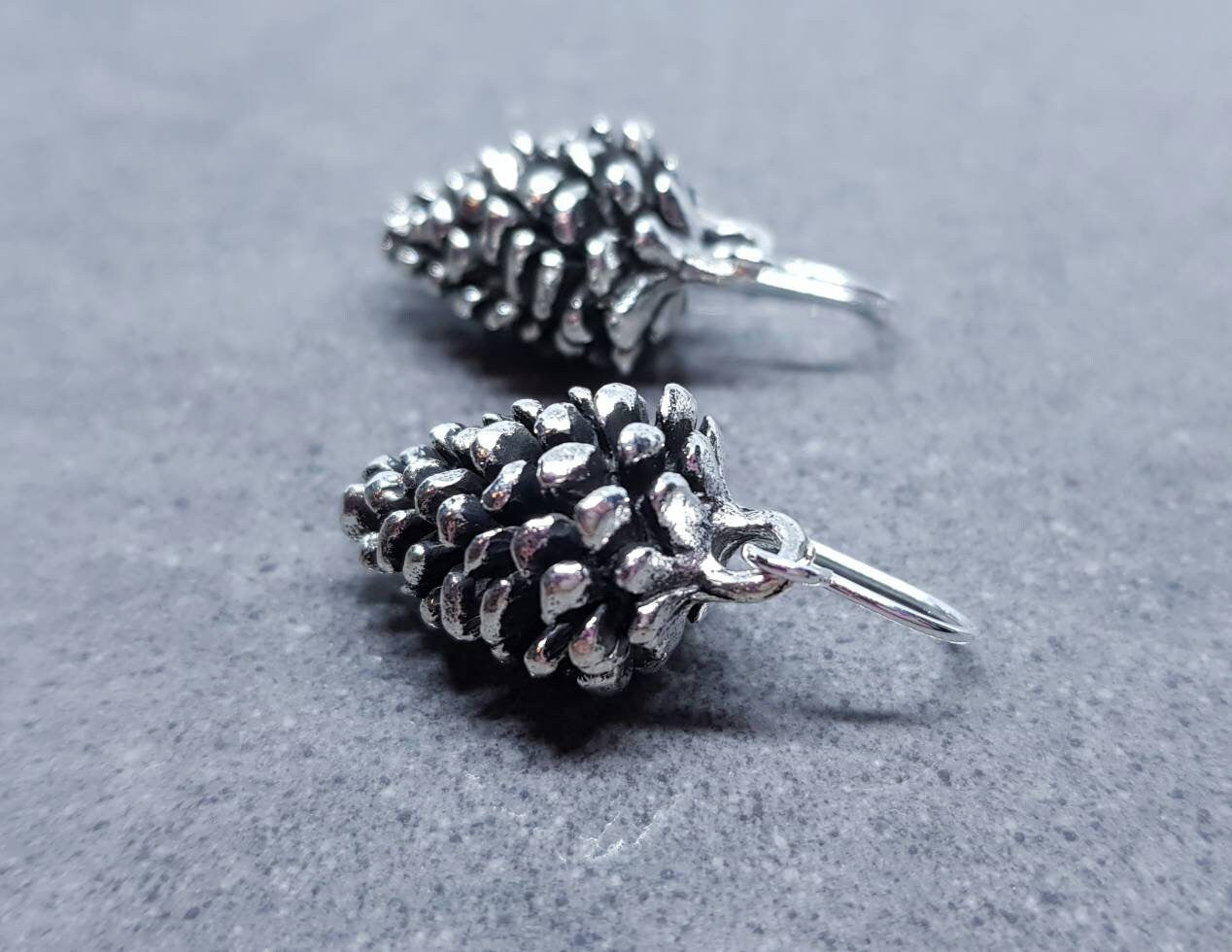 Silver Pinecone Earrings