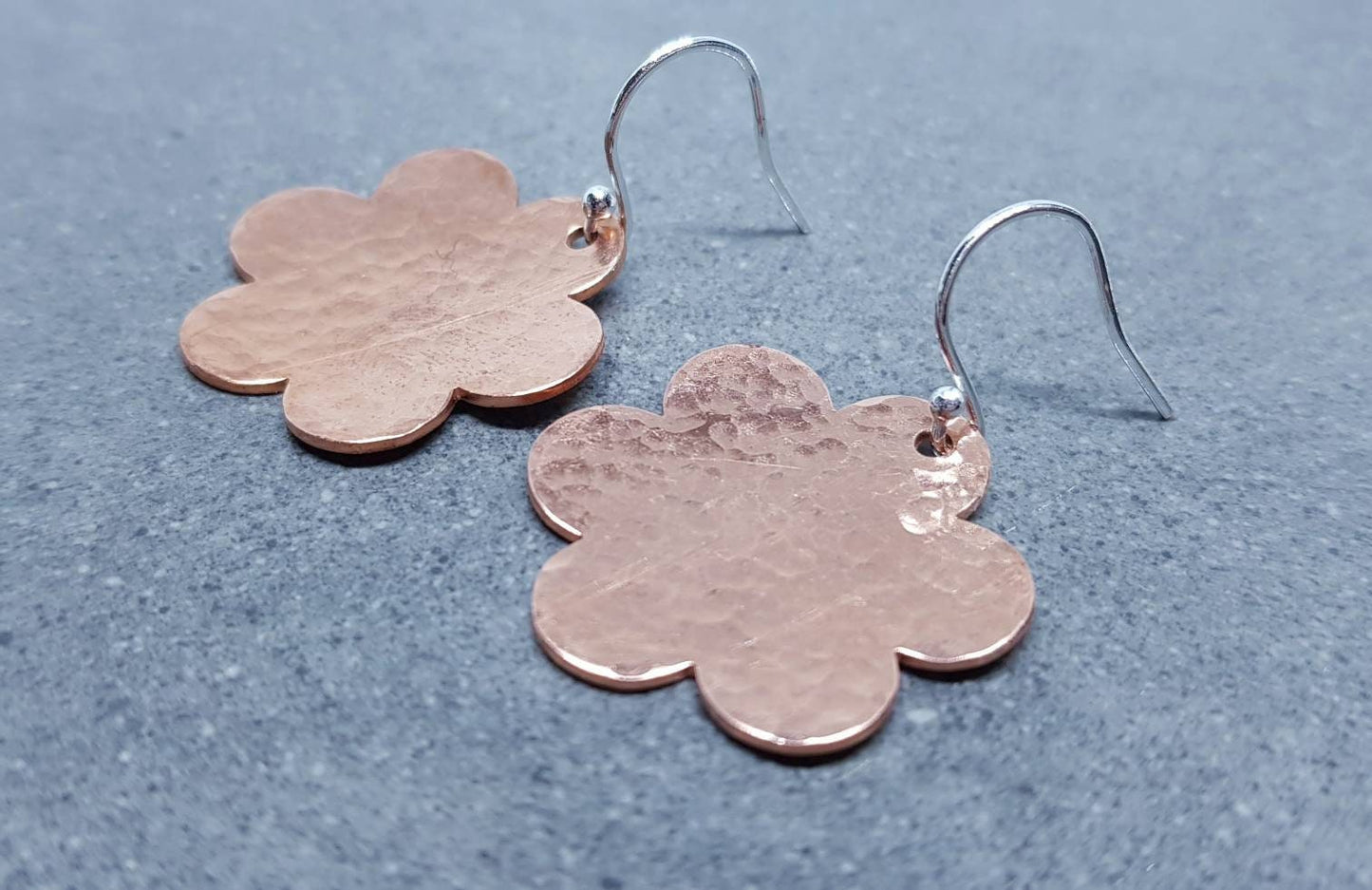 Solid Copper Large Daisy Earrings